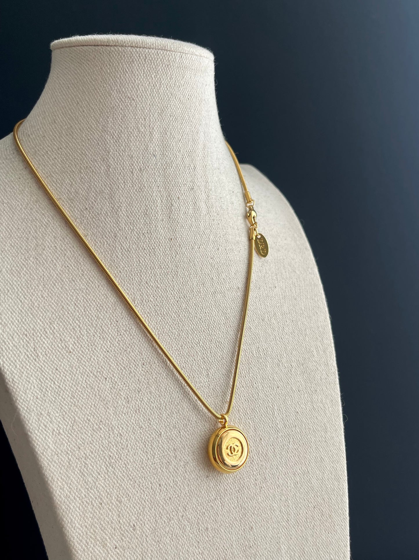 Vintage Authentic reworked Gold button Necklace