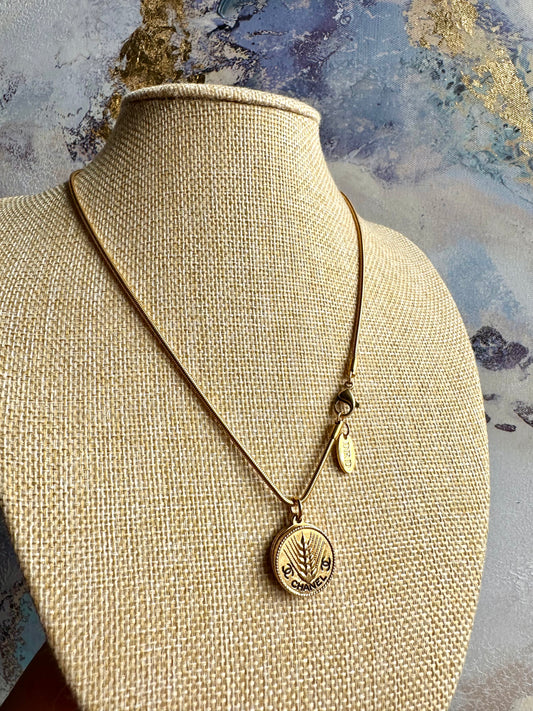 Vintage Authentic reworked Gold button Necklace