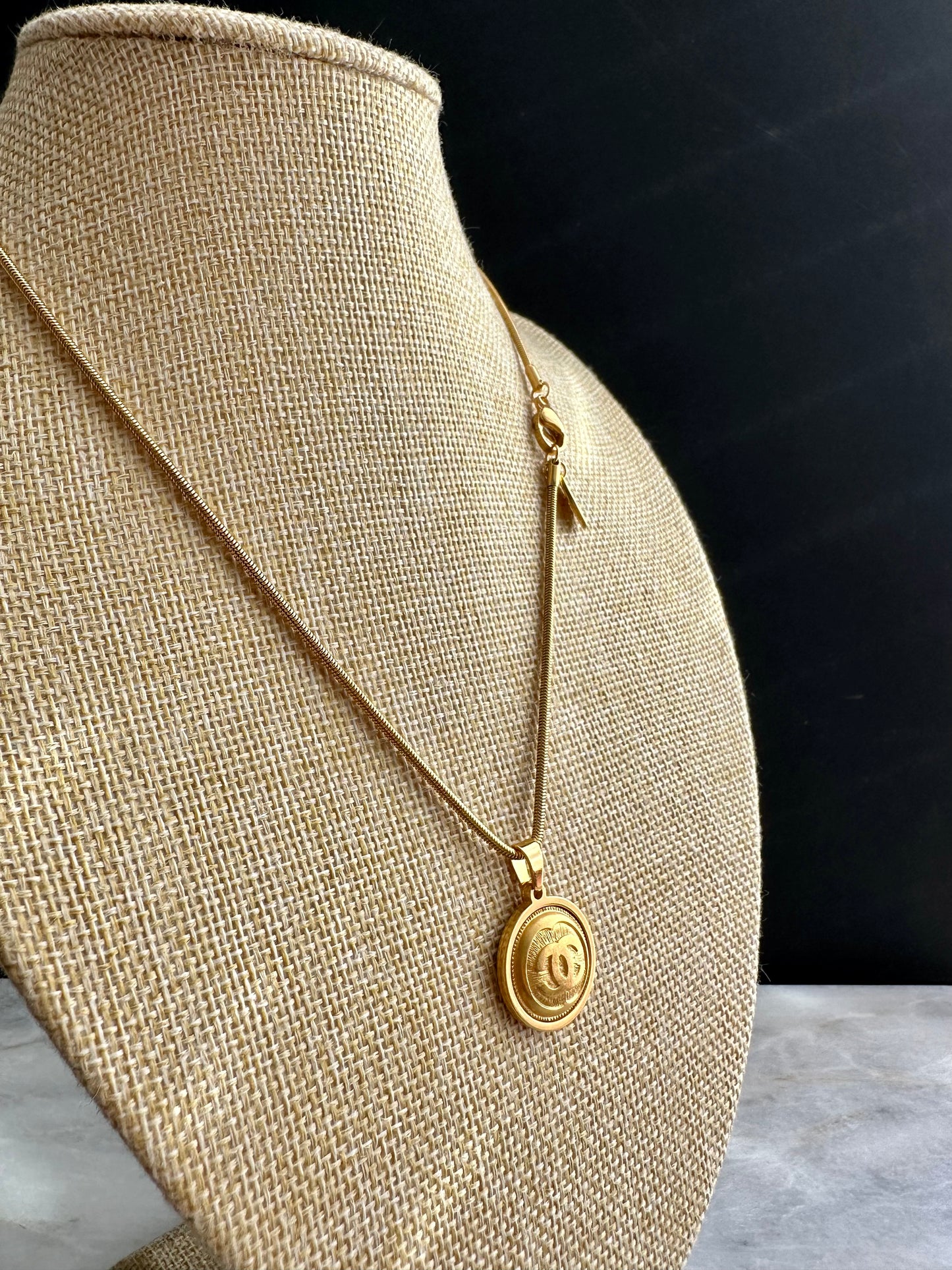 SUPER RARE Large Vintage Authentic reworked Gold button Necklace