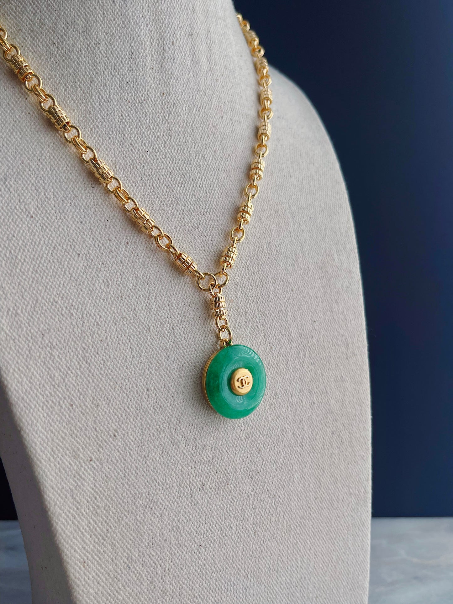 Vintage Authentic reworked Gold button Necklace