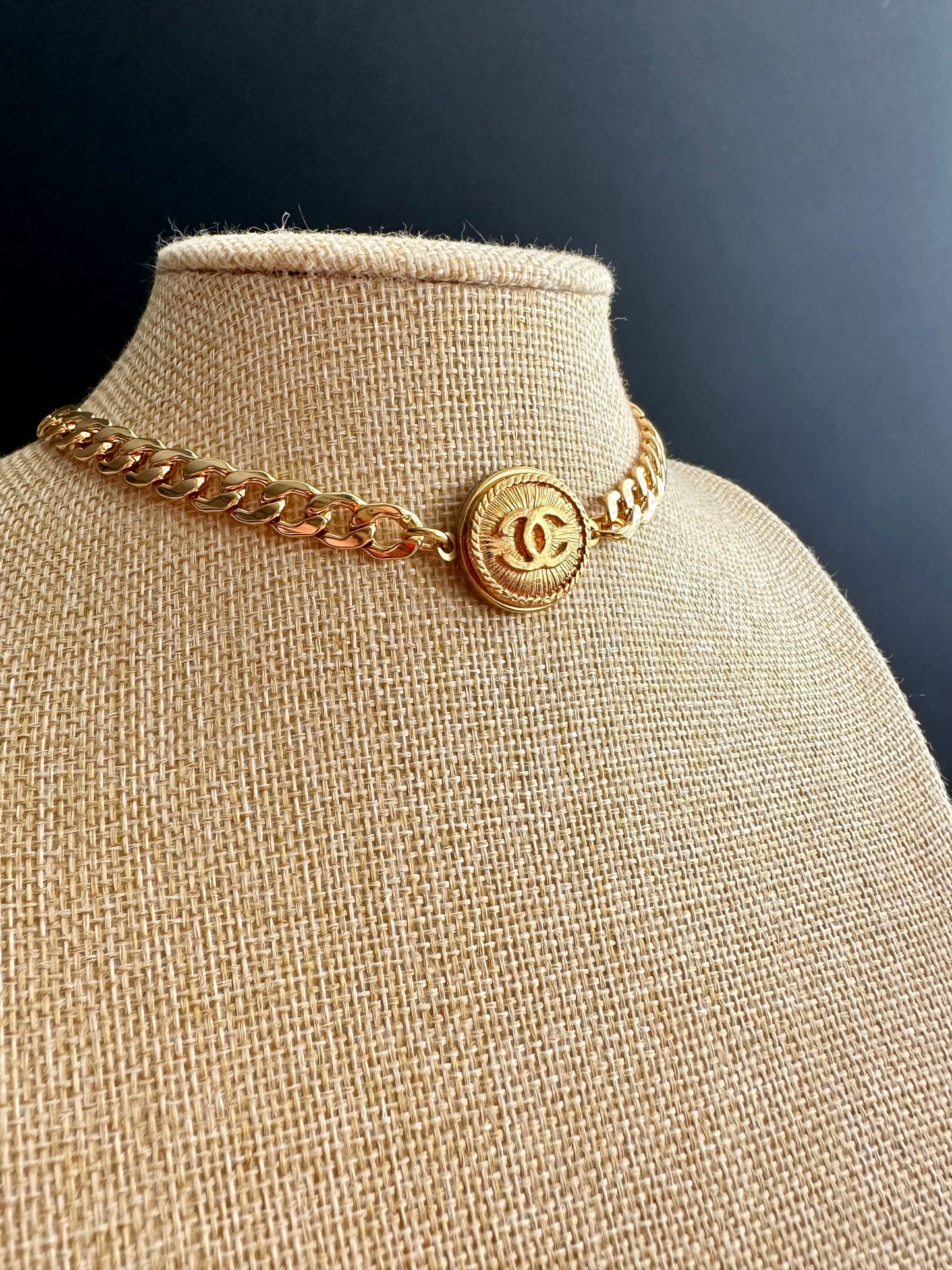 Authentic Vintage gold reworked button choker