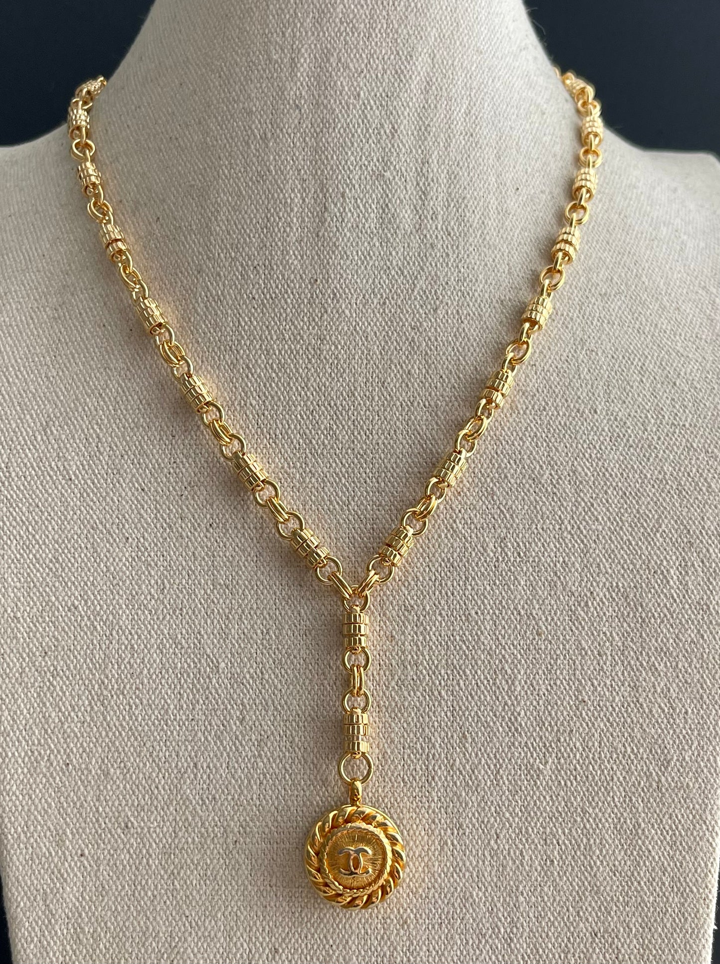 Vintage Authentic reworked Gold button Necklace