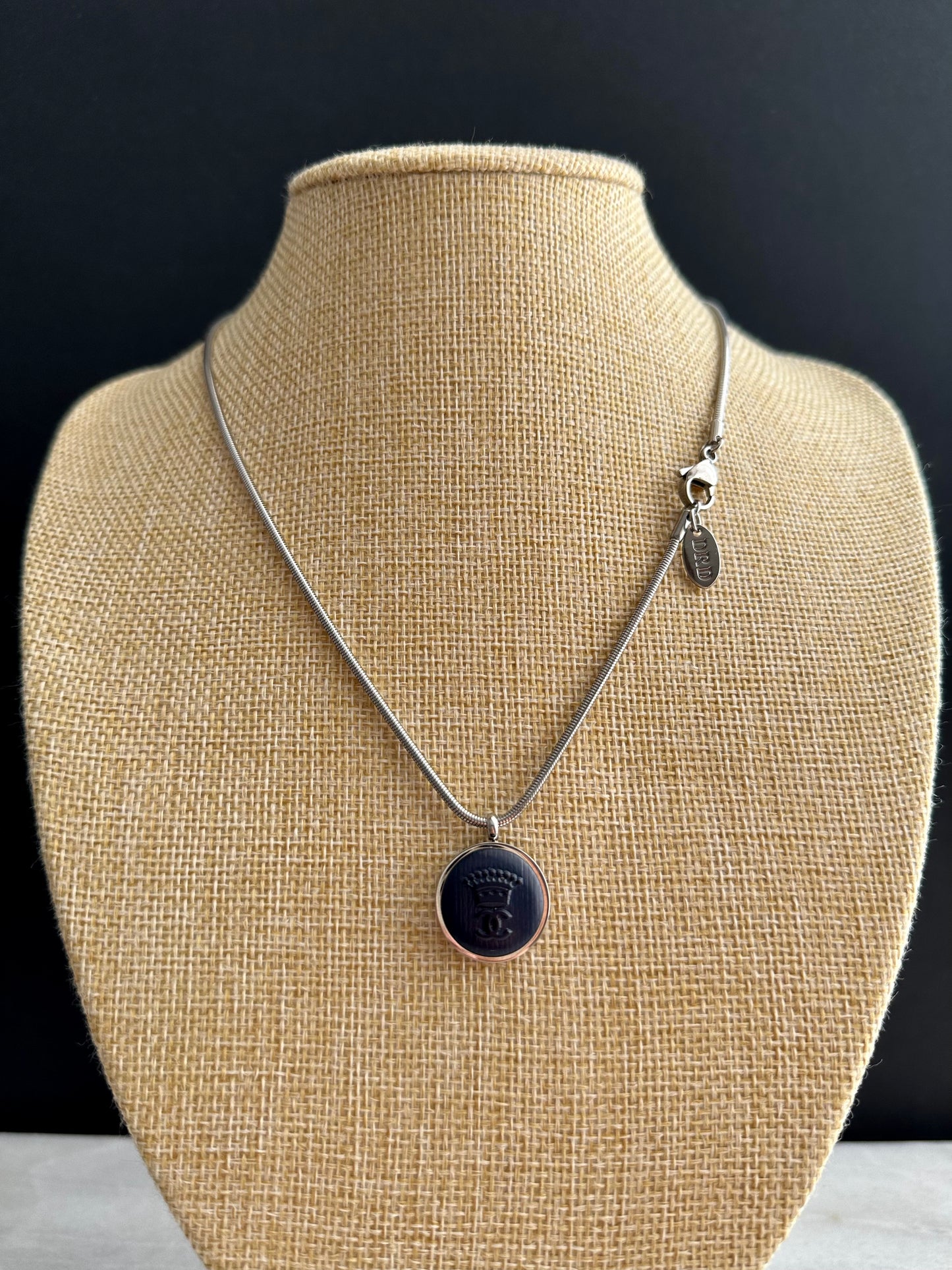 Authentic Reworked silver Button Necklace