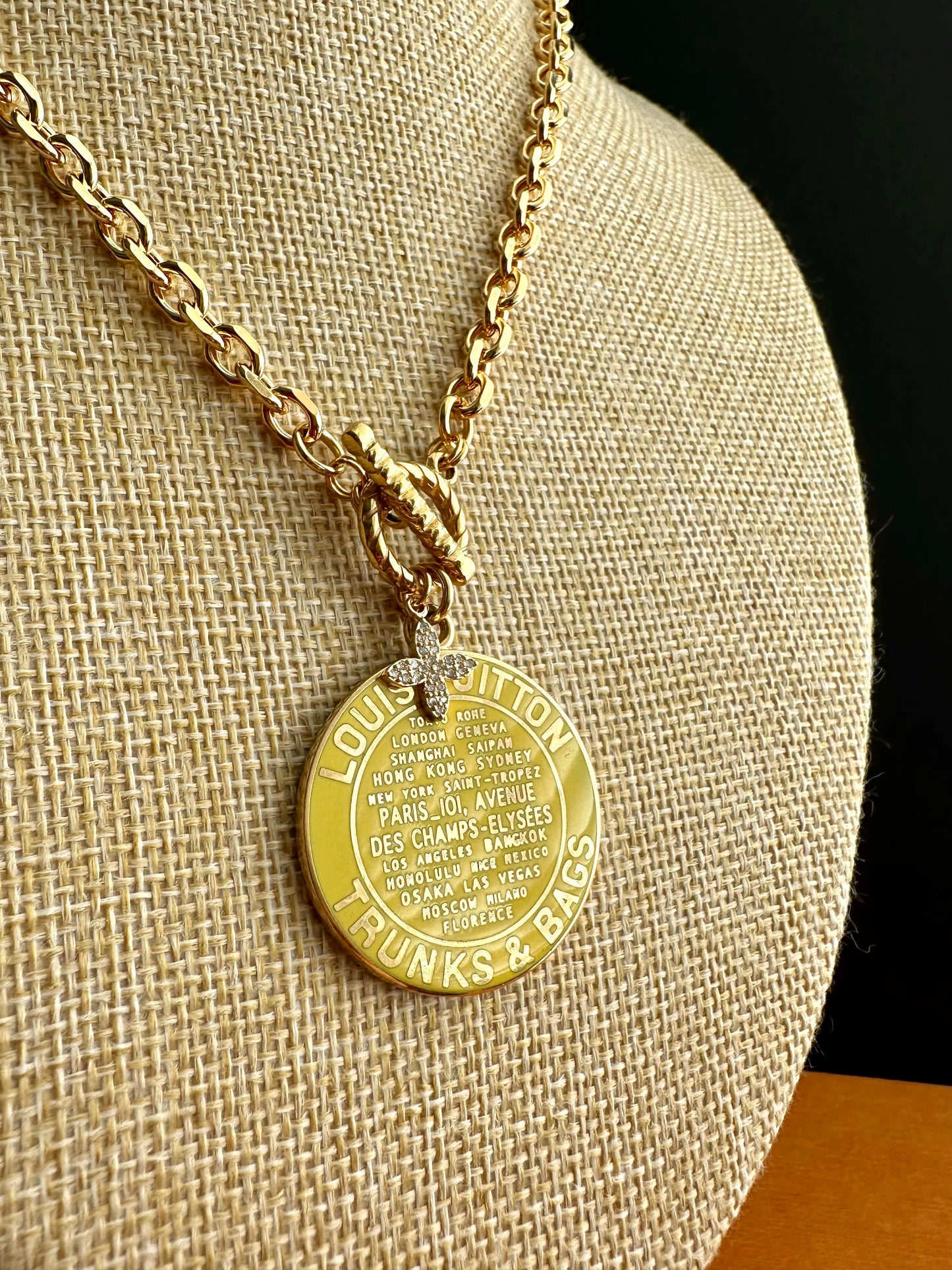 Yellow Huge Louis Vuitton TRUNK Authentic gold reworked Louis Vuitton Necklace - VERY rare!