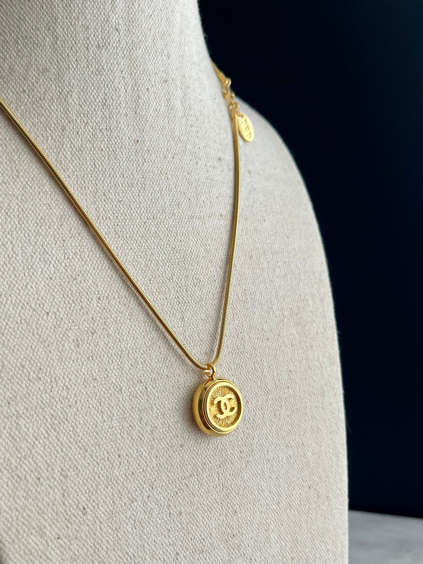 Vintage Authentic reworked Gold button Necklace