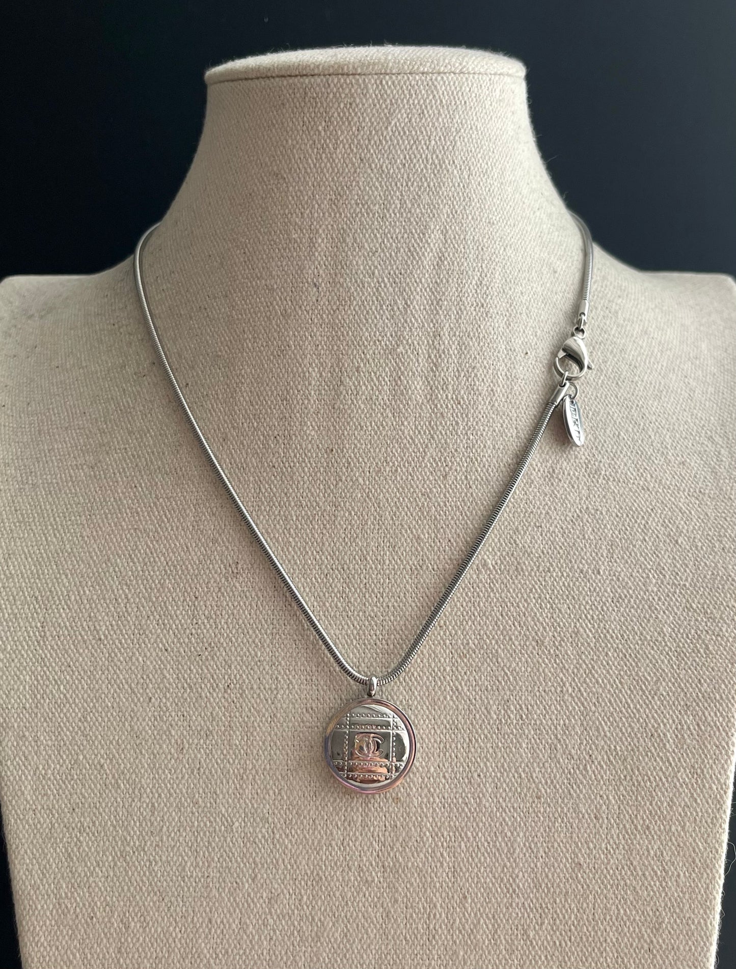 Authentic Reworked silver Button Necklace