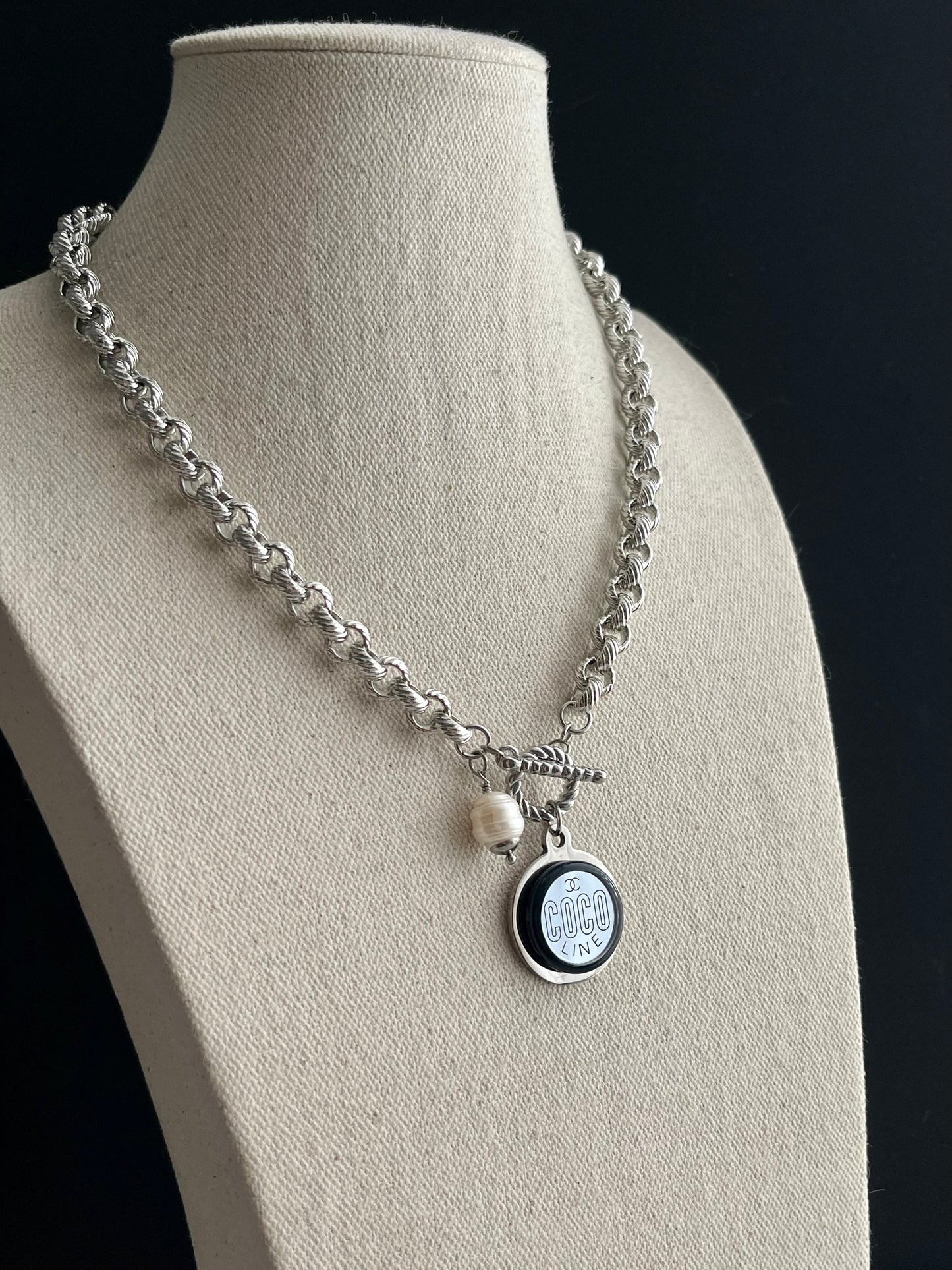 Authentic Reworked silver Button Necklace