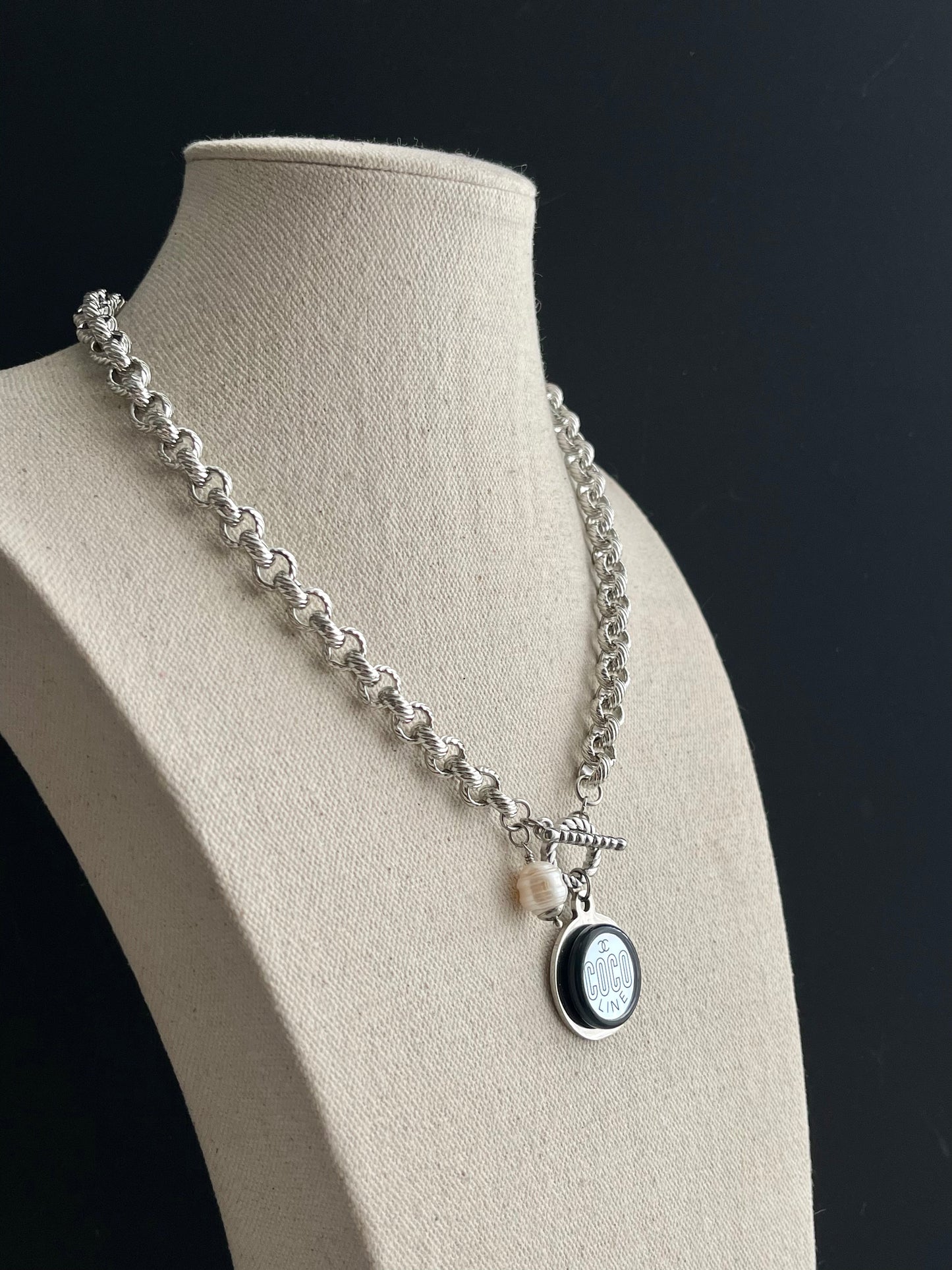 Authentic Reworked silver Button Necklace