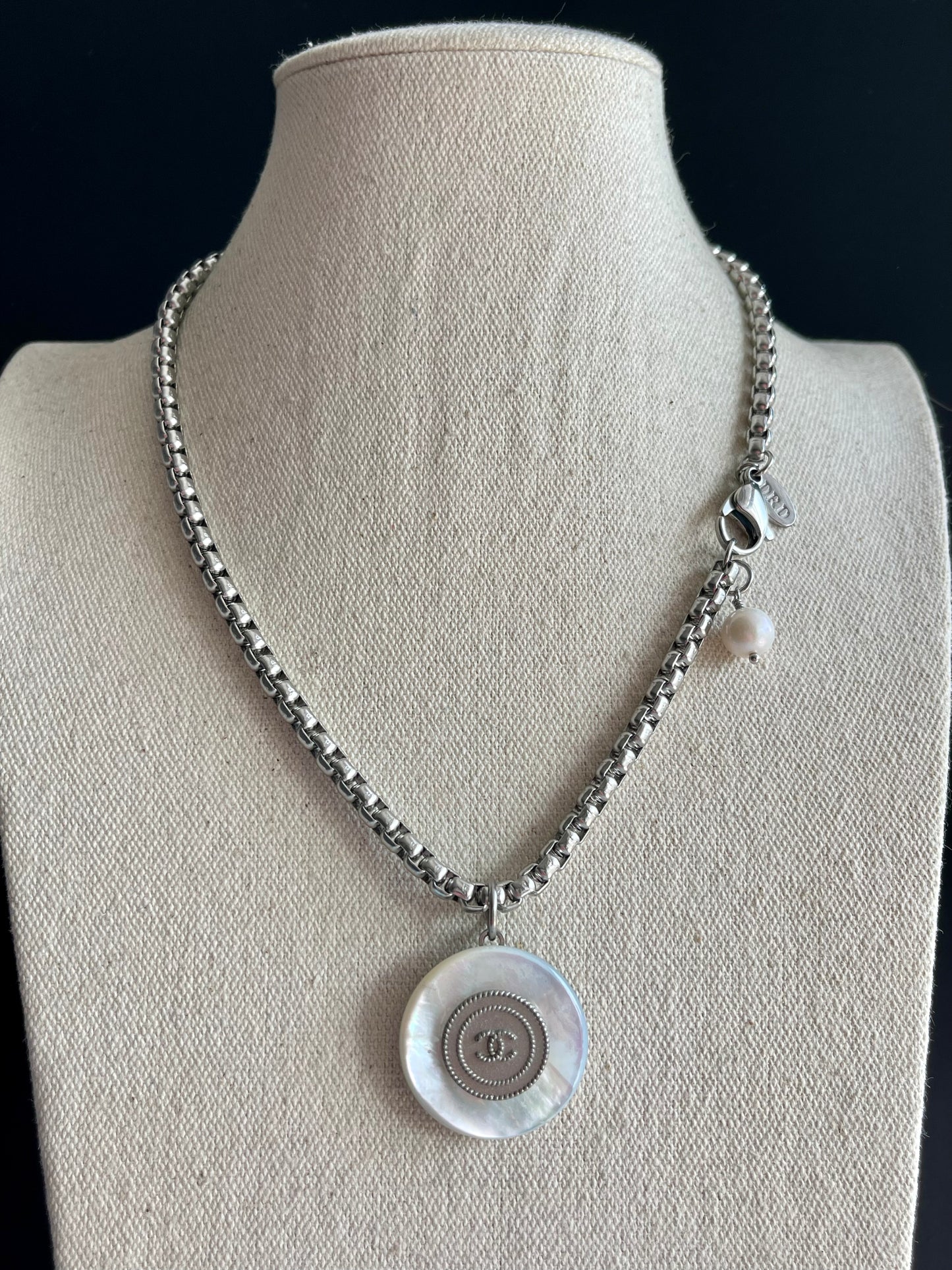 MOTHER OF PEARL One of a kind Authentic Reworked button necklace