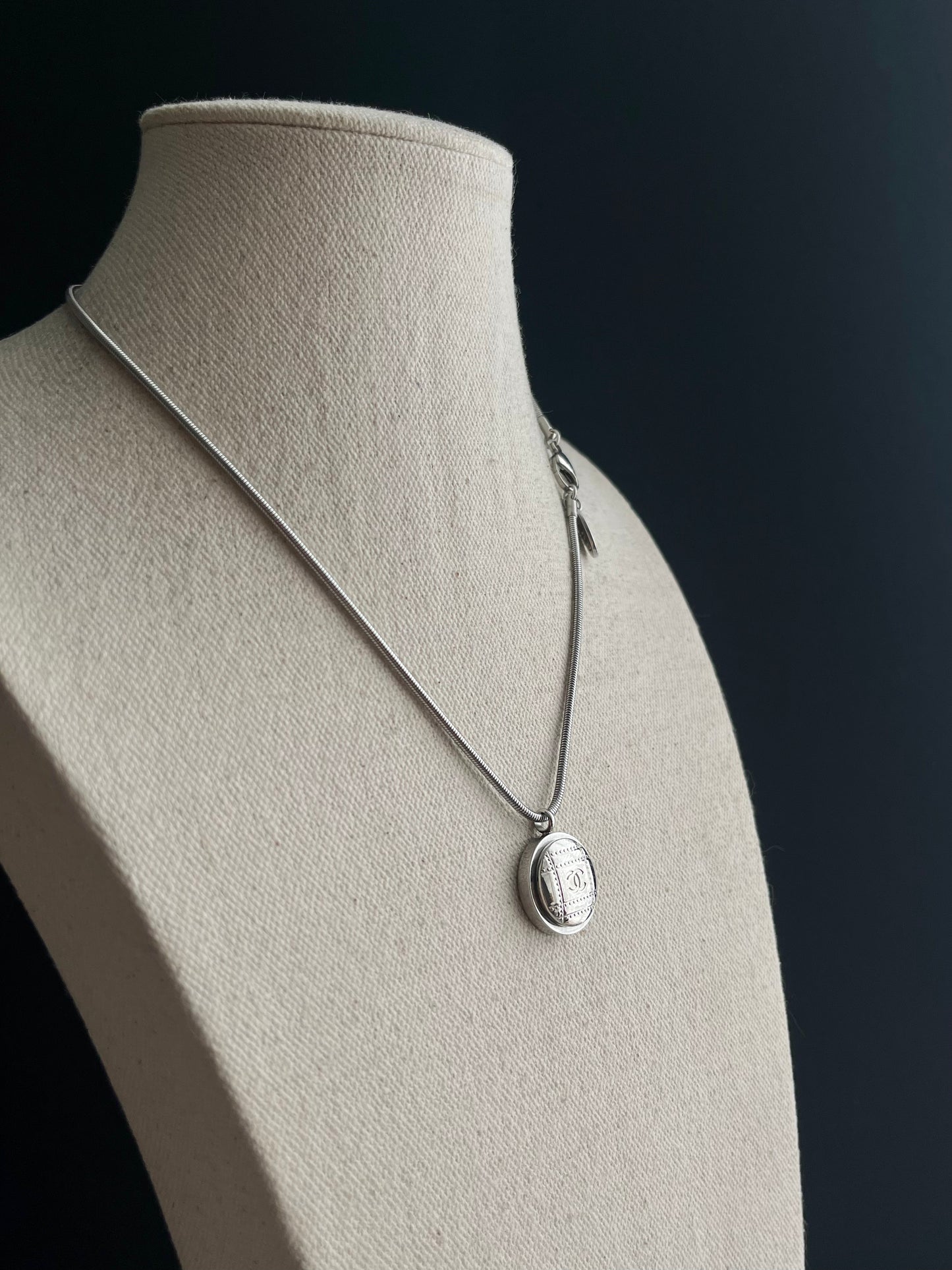 Authentic Reworked silver Button Necklace