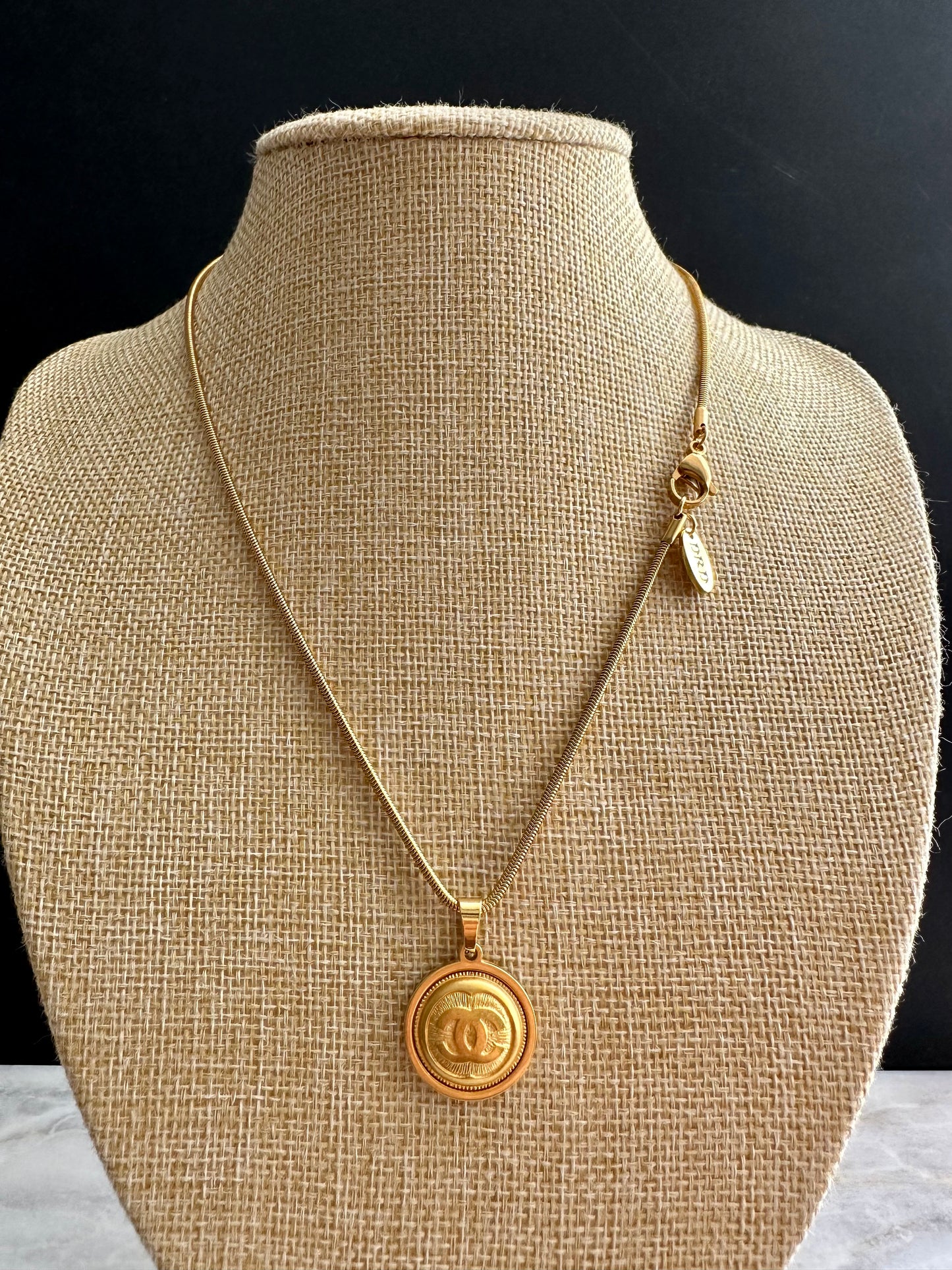 SUPER RARE Large Vintage Authentic reworked Gold button Necklace