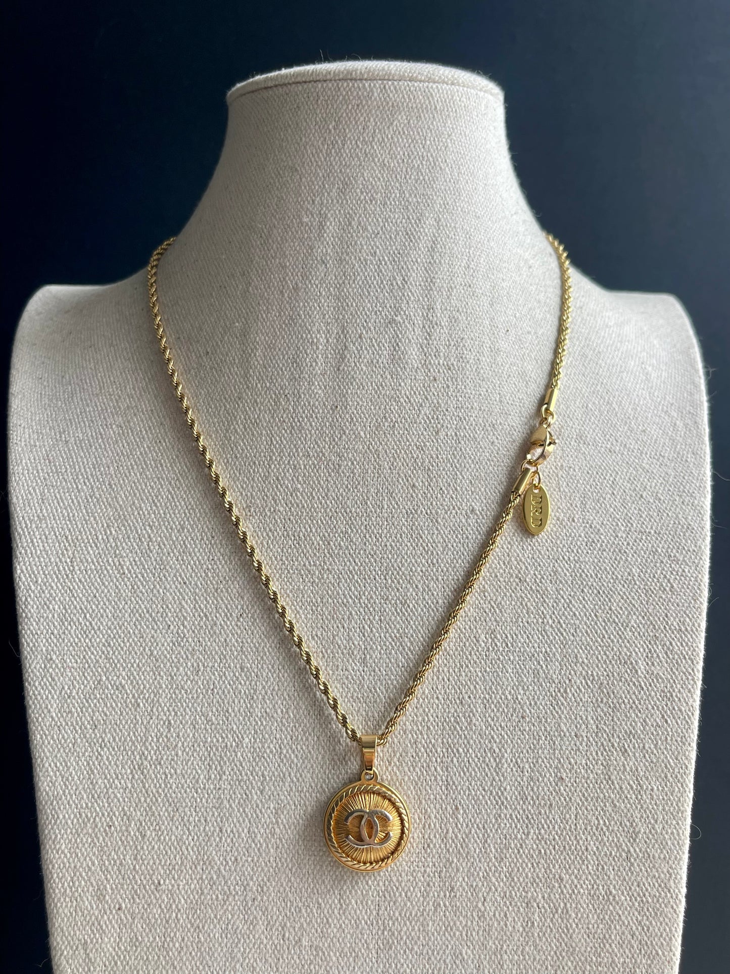 Vintage Authentic reworked Gold button Necklace