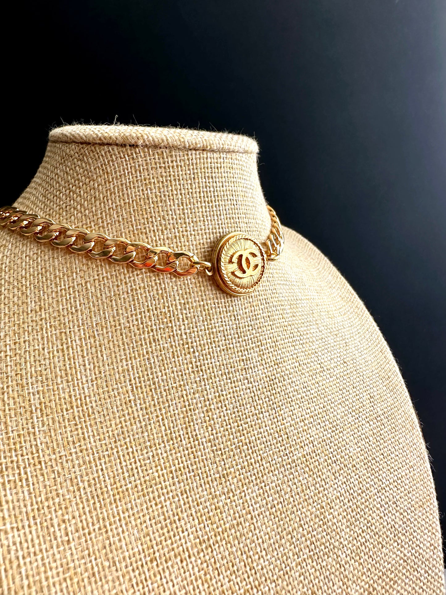 Authentic Vintage gold reworked button choker