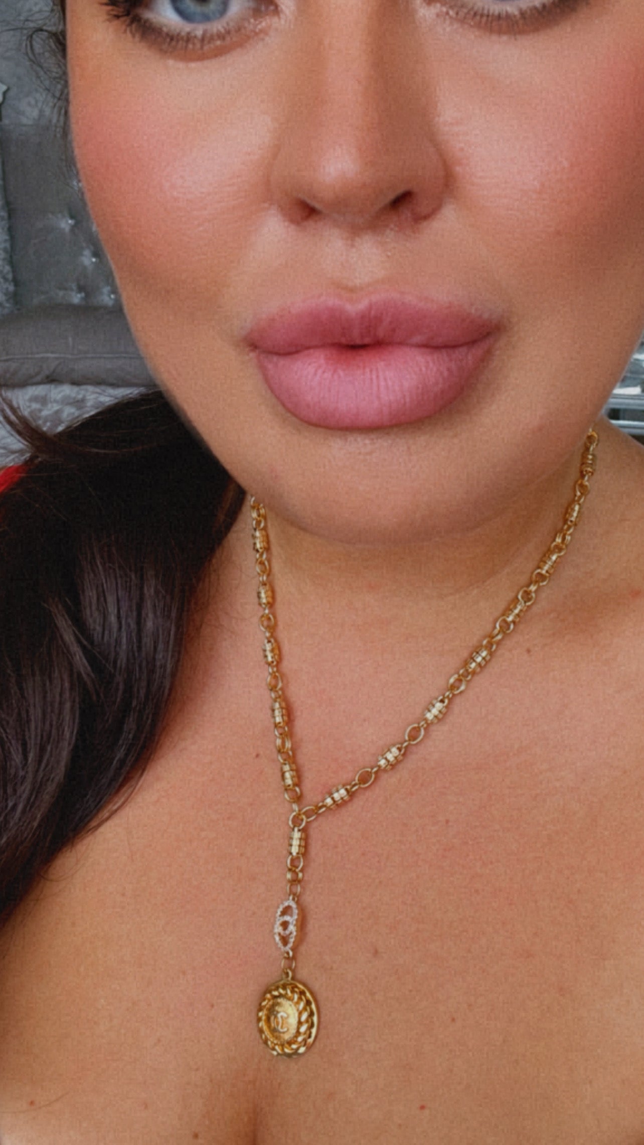 Vintage Authentic reworked Gold button Necklace