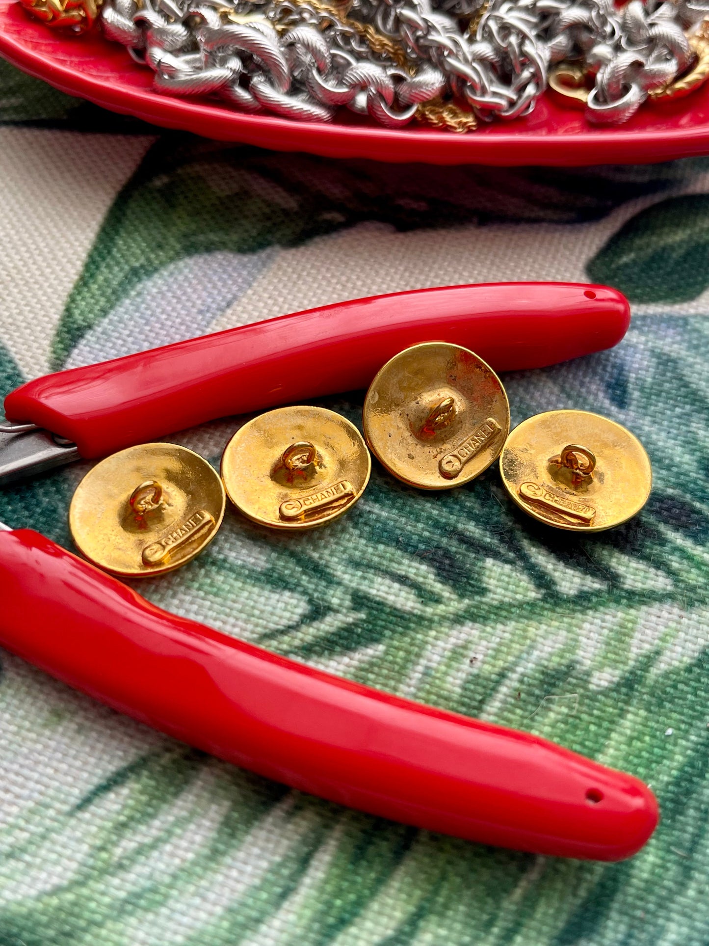 Vintage Authentic reworked Gold button Necklace