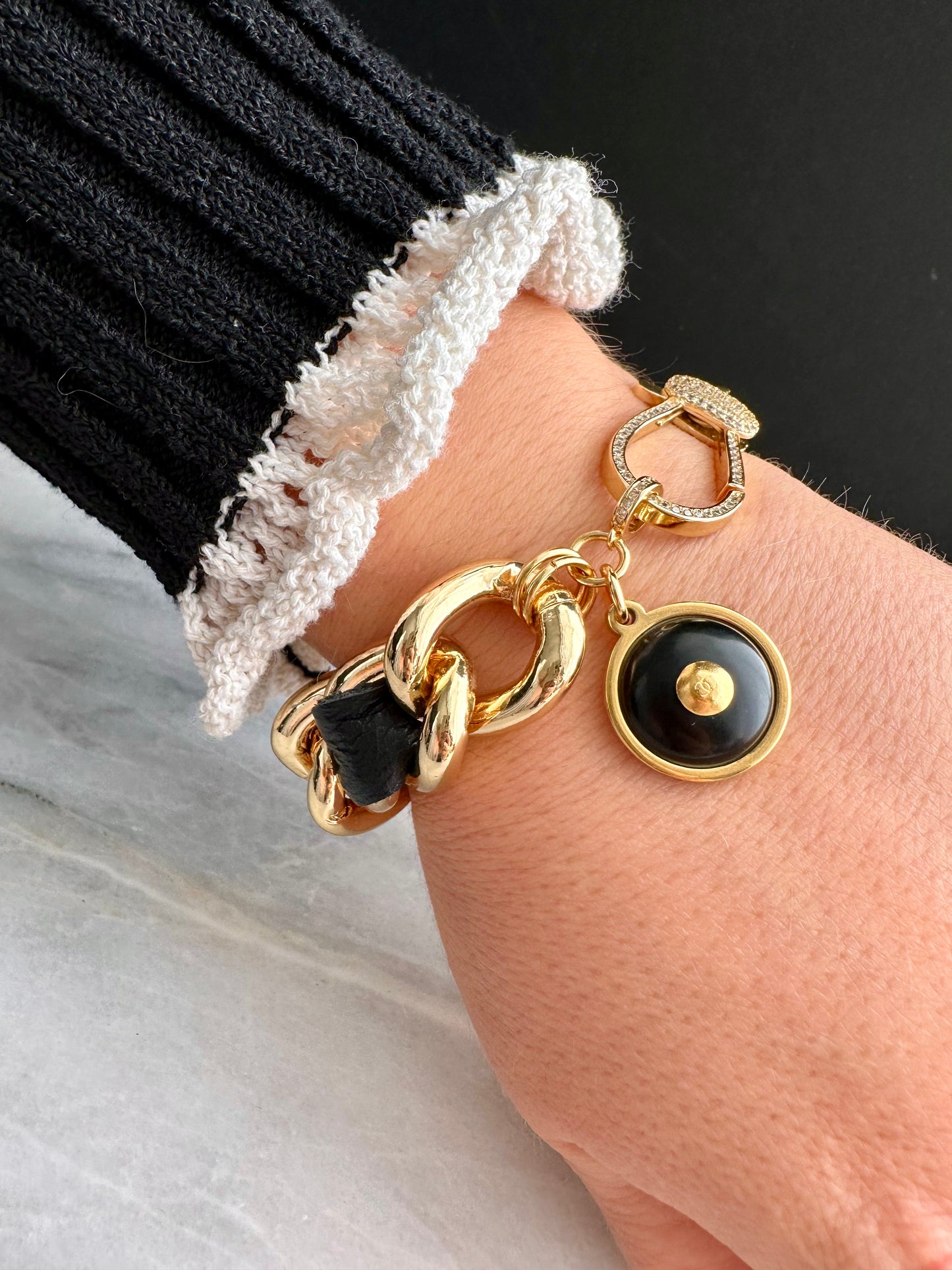 ✨ Black Coco Authentic Reworked button bracelet