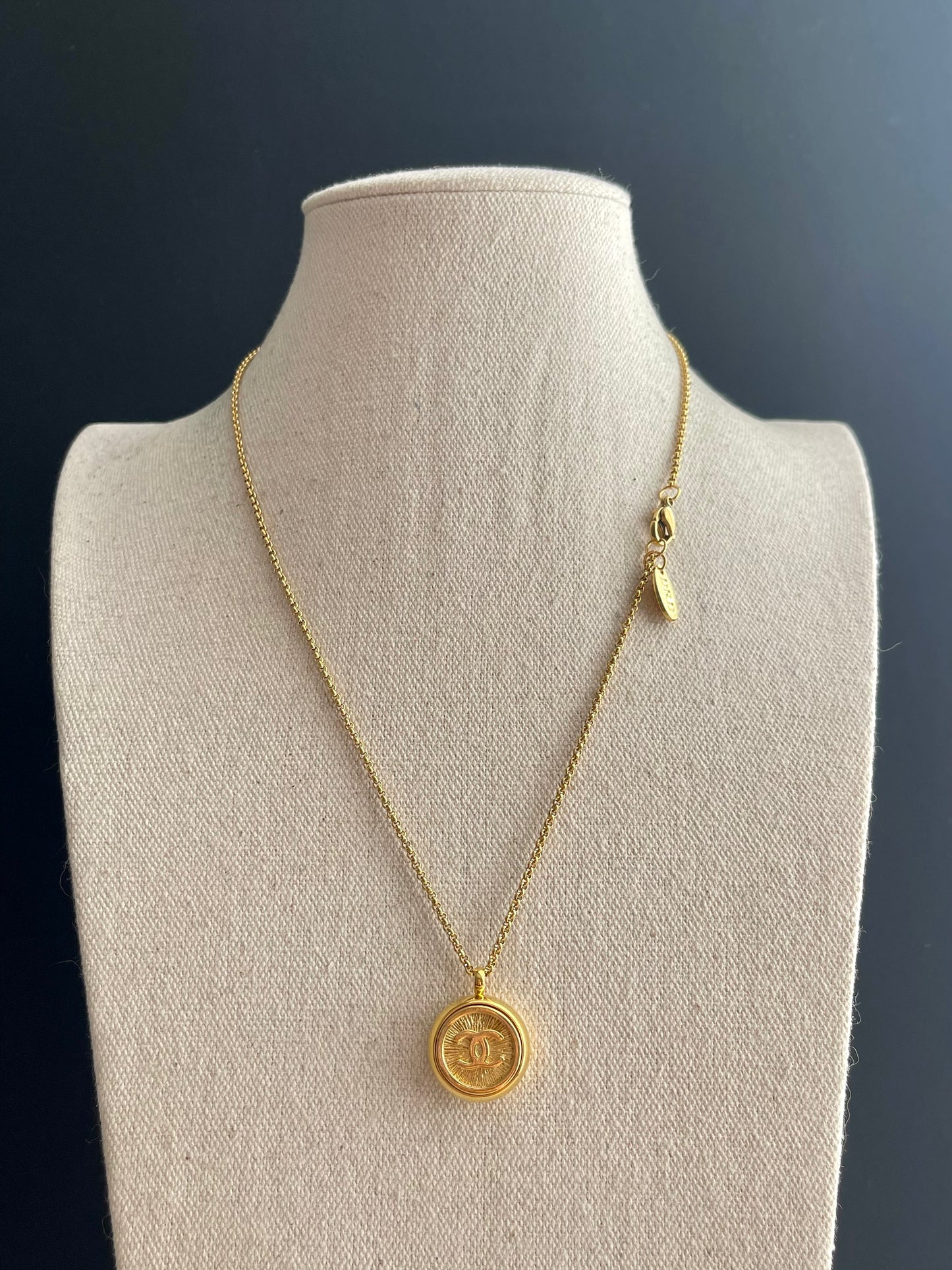 Vintage Authentic reworked Gold button Necklace