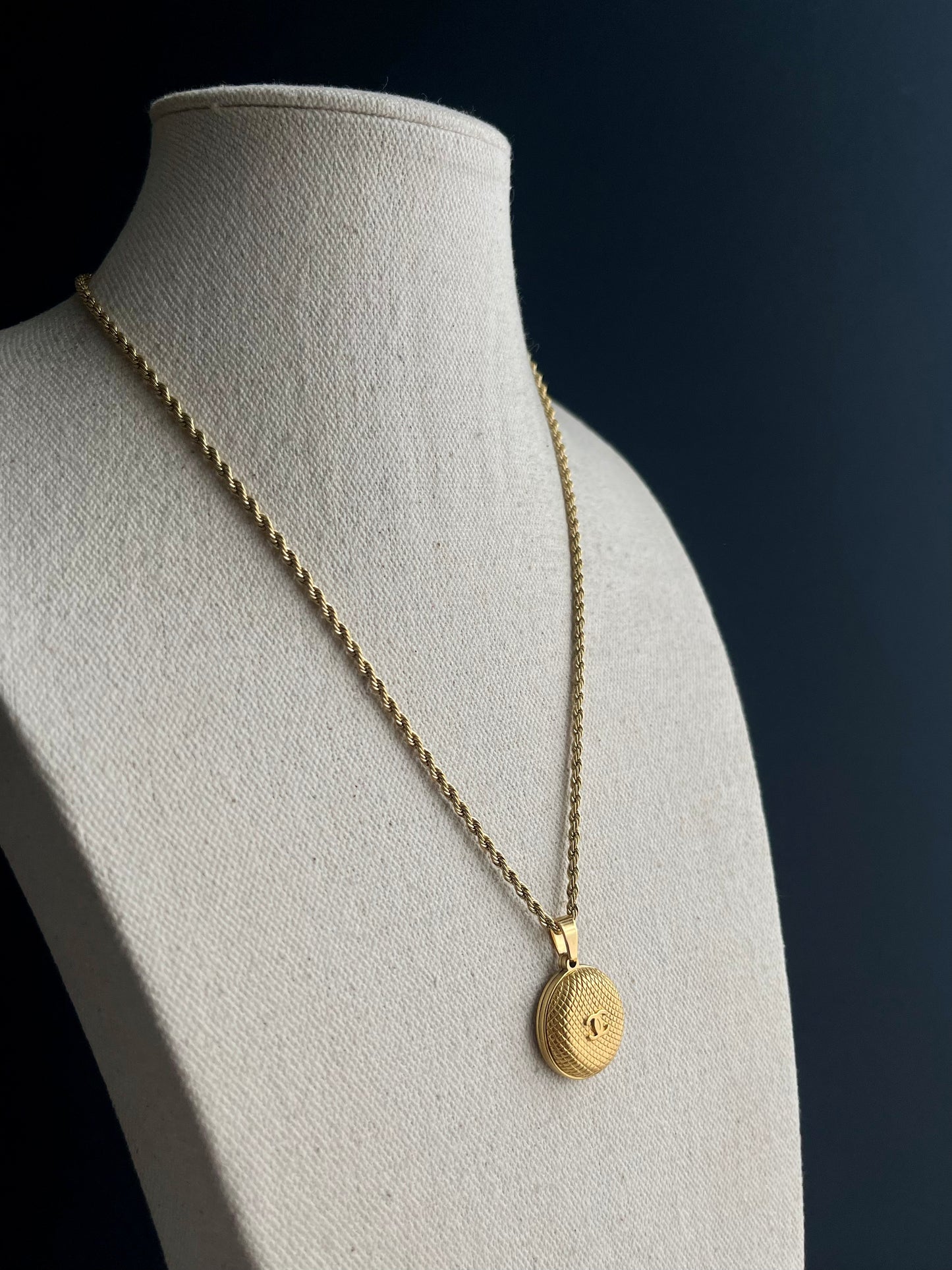 Vintage Authentic reworked Gold button Necklace