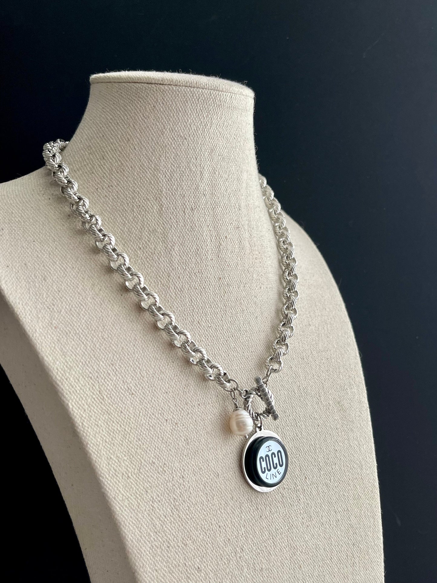 Authentic Reworked silver Button Necklace