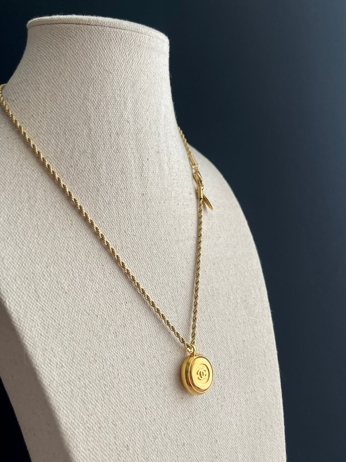 Vintage Authentic reworked Gold button Necklace