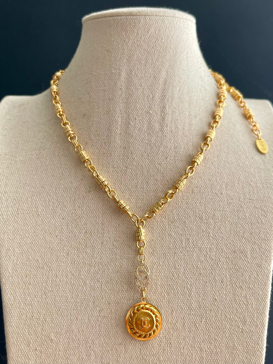 Vintage Authentic reworked Gold button Necklace