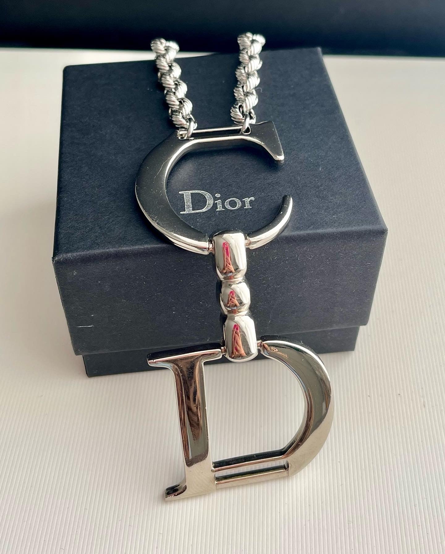 Statement Showstopper Vintage Authentic Silver DIOR charm Necklace • Very Rare Vintage Find 👌🏻✨