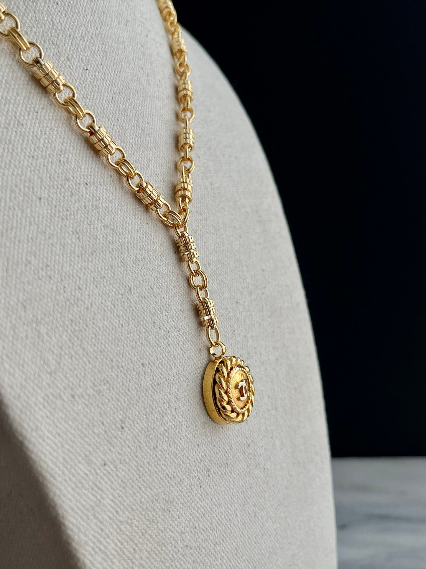 Vintage Authentic reworked Gold button Necklace