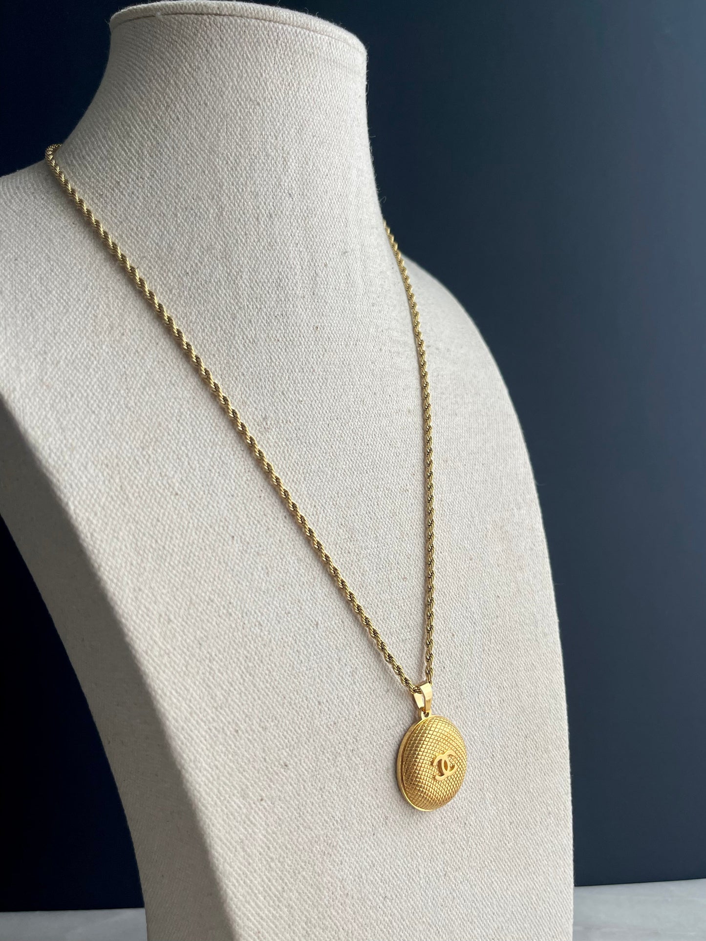 Vintage Authentic reworked Gold button Necklace