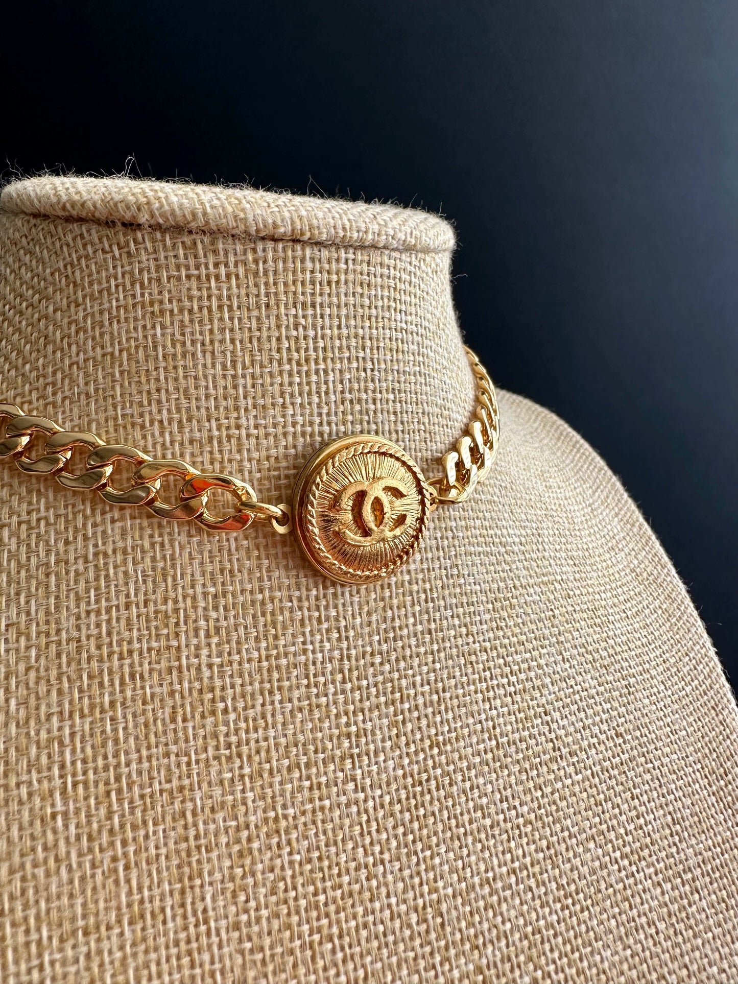 Authentic Vintage gold reworked button choker