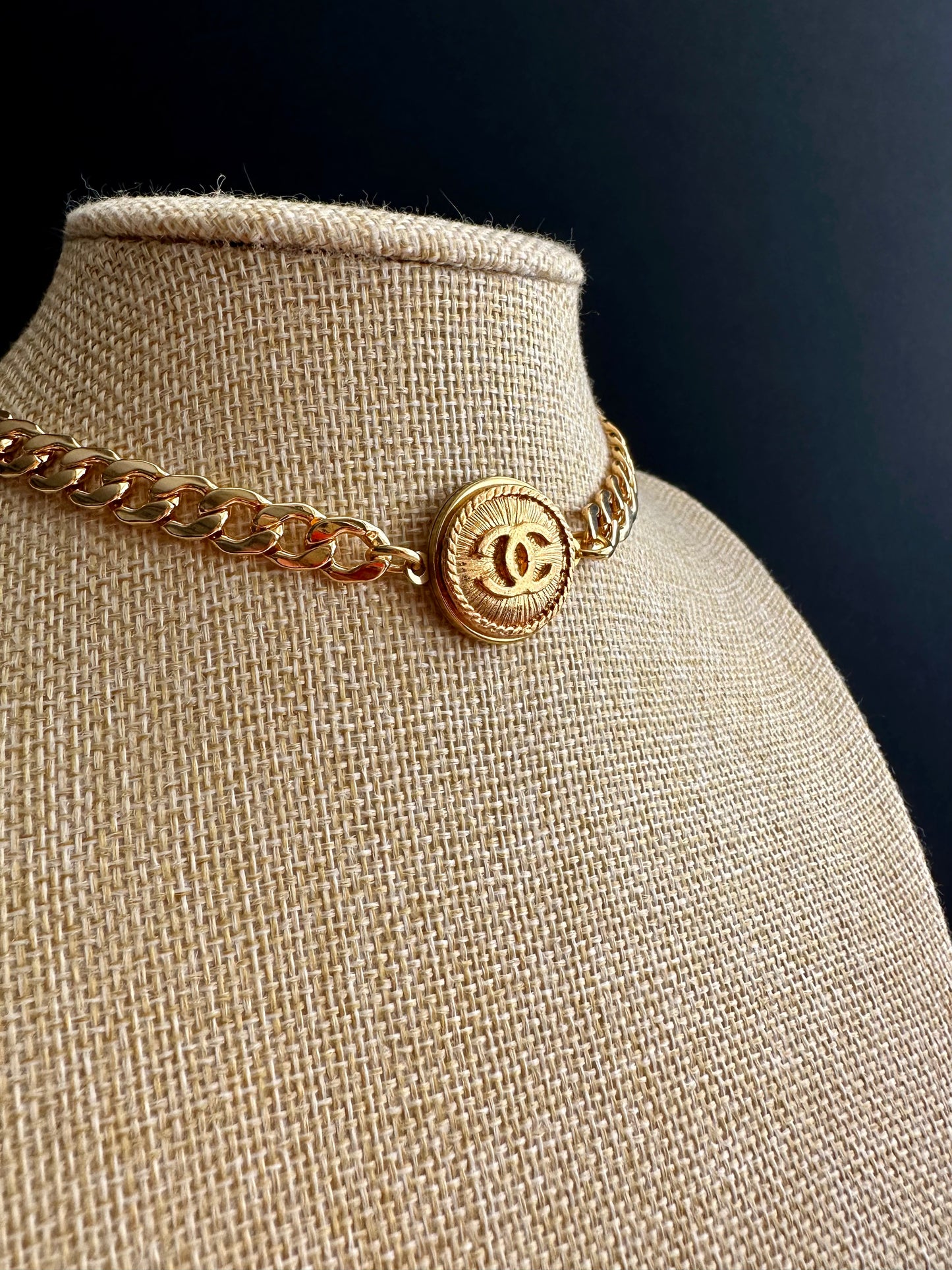 Authentic Vintage gold reworked button choker