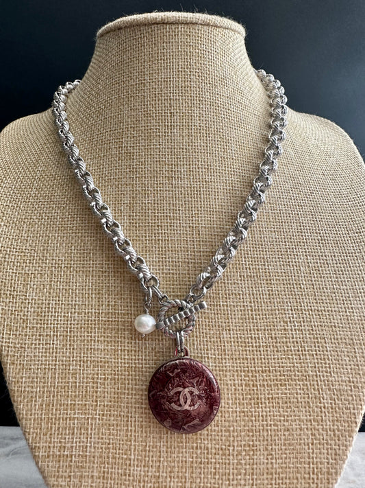 Authentic Reworked silver Button Necklace