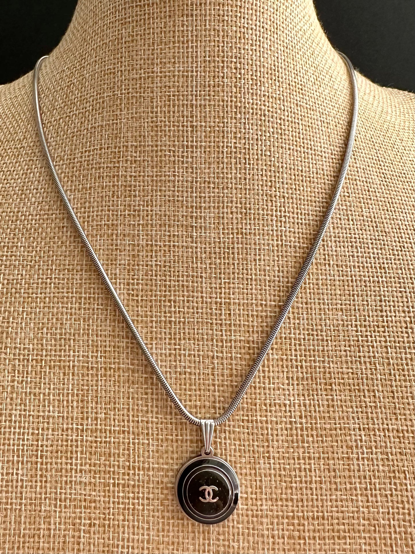 Authentic Reworked silver Button Necklace