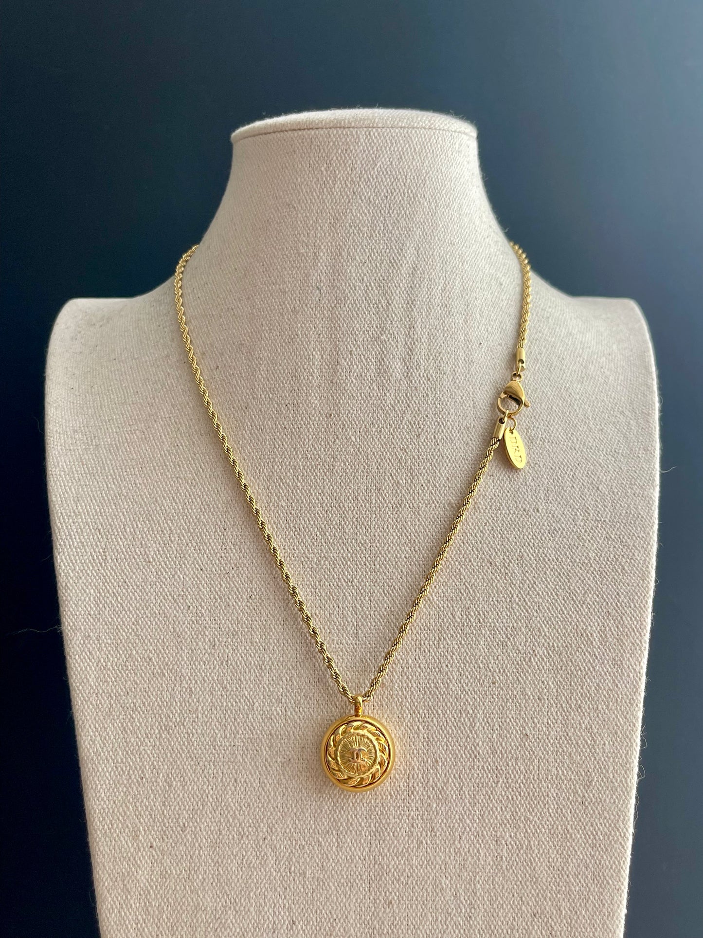 Vintage Authentic reworked Gold button Necklace