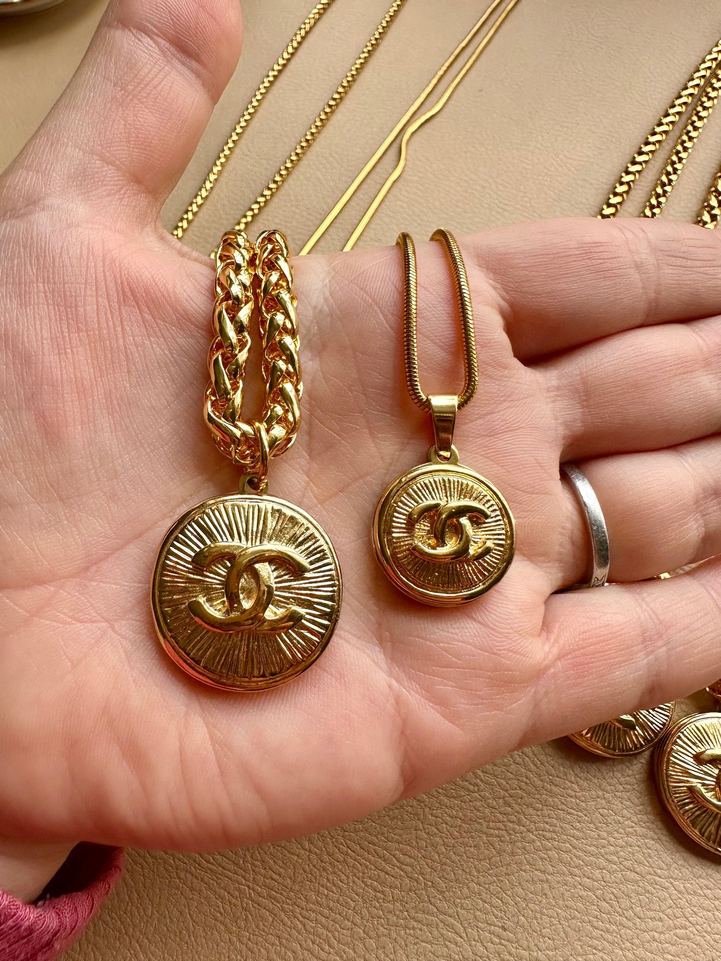 Vintage Authentic reworked Gold button Necklace