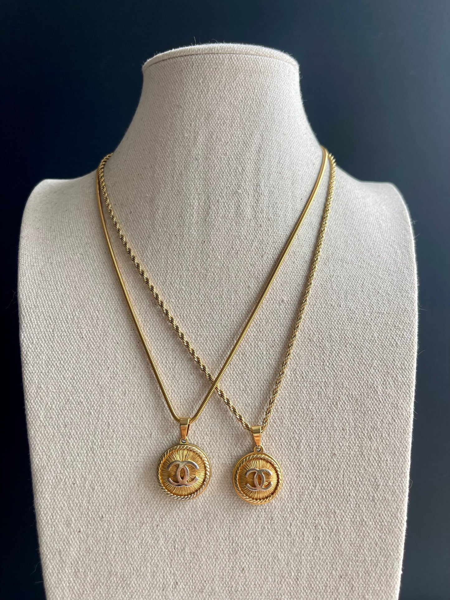 Vintage Authentic reworked Gold button Necklace