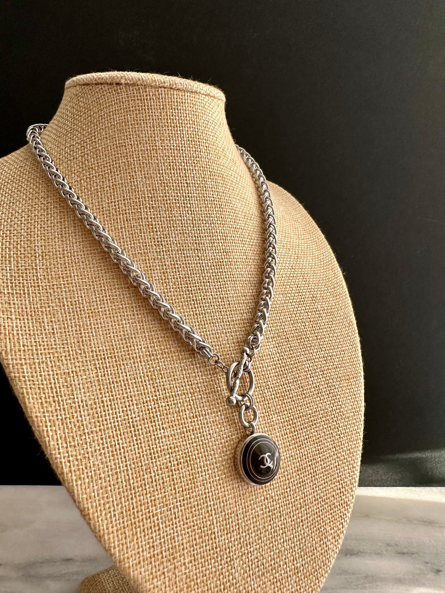 Authentic Reworked silver Button Necklace