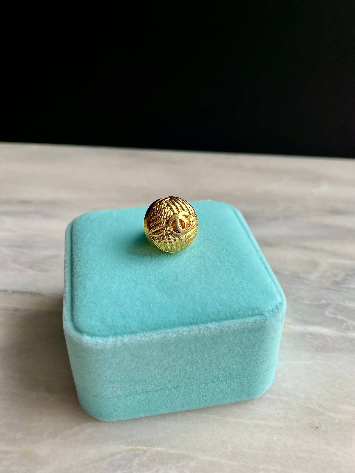 Vintage reworked Chanel button pin