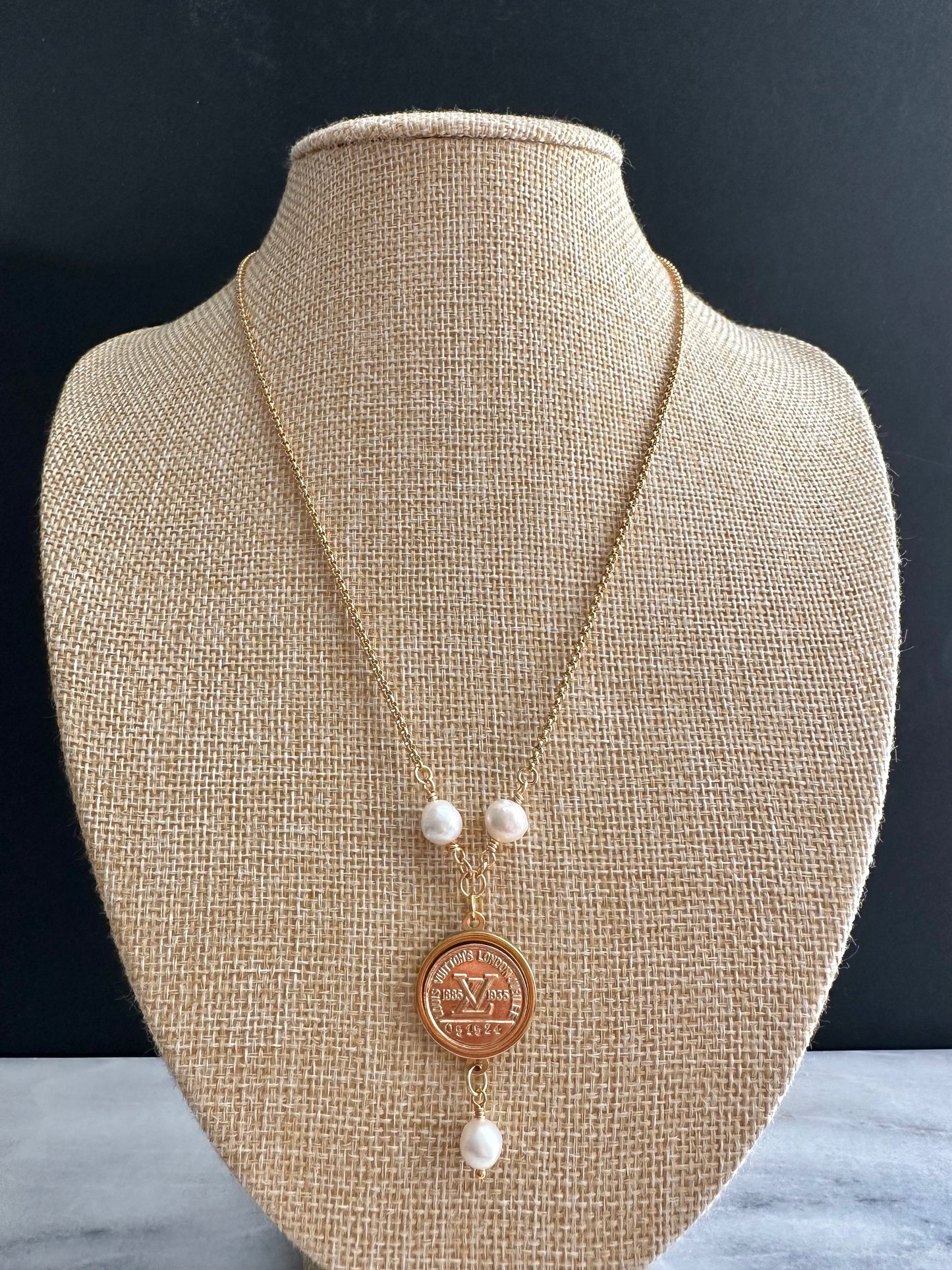 ✨ Authentic gold reworked Louis Vuitton button Necklace - VERY rare!