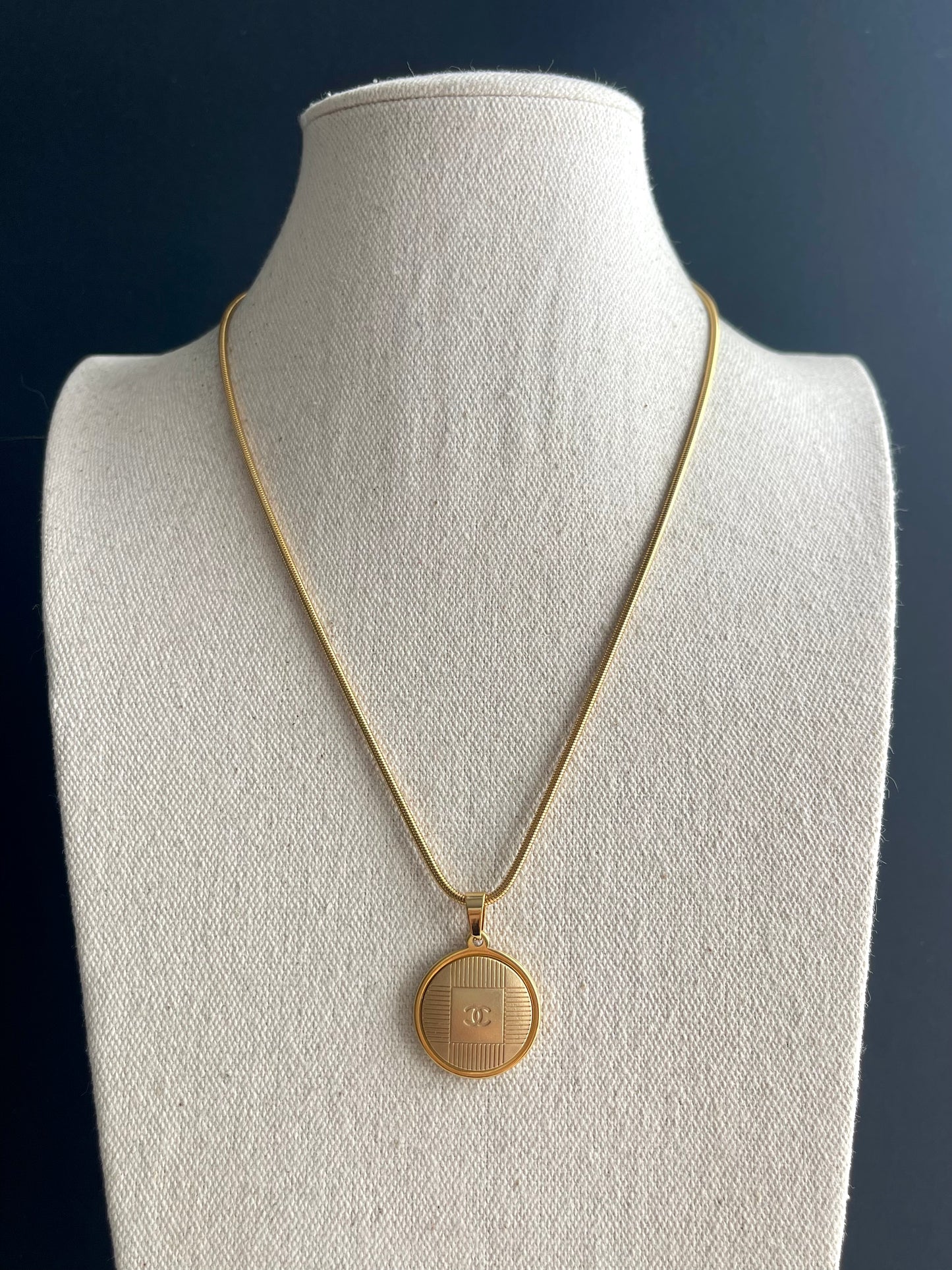 Vintage Authentic reworked Gold button Necklace