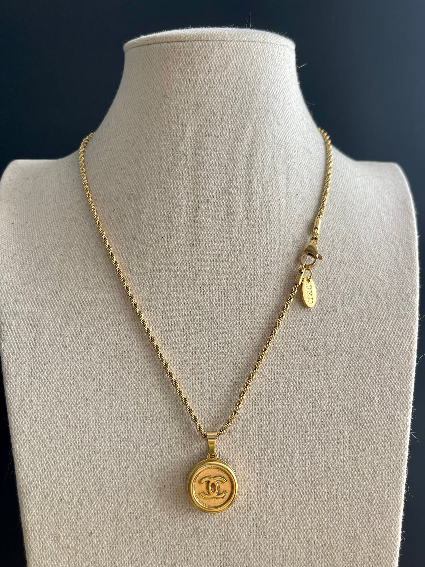 Vintage Authentic reworked Gold button Necklace