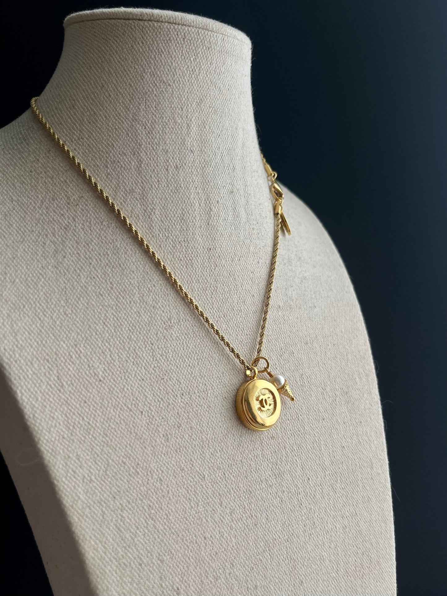 Vintage Authentic reworked Gold button Necklace