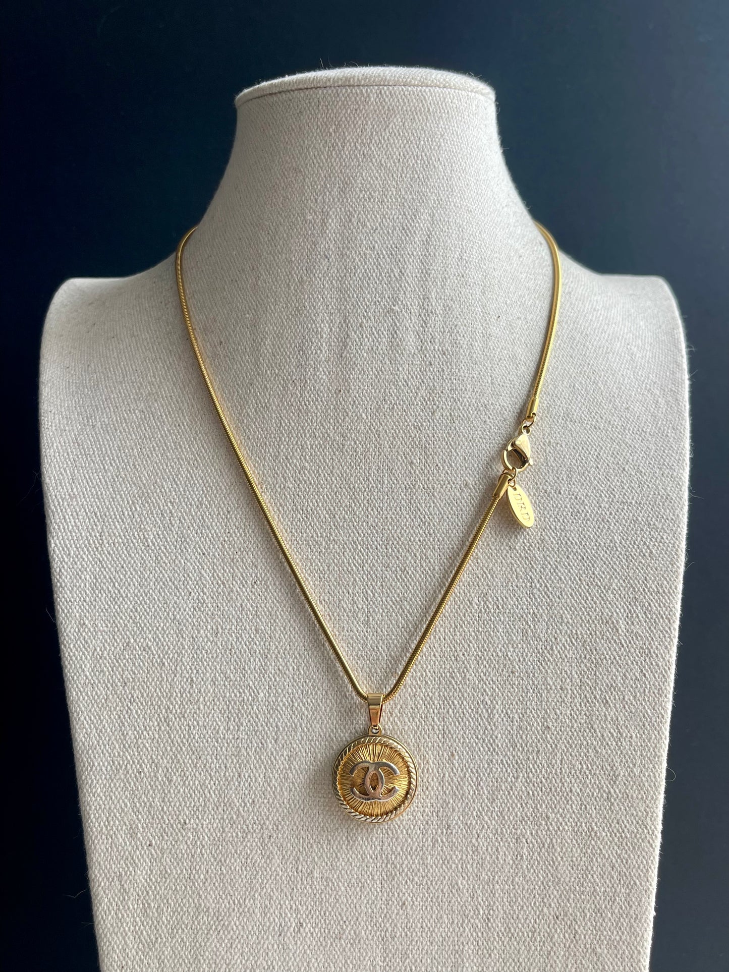 Vintage Authentic reworked Gold button Necklace