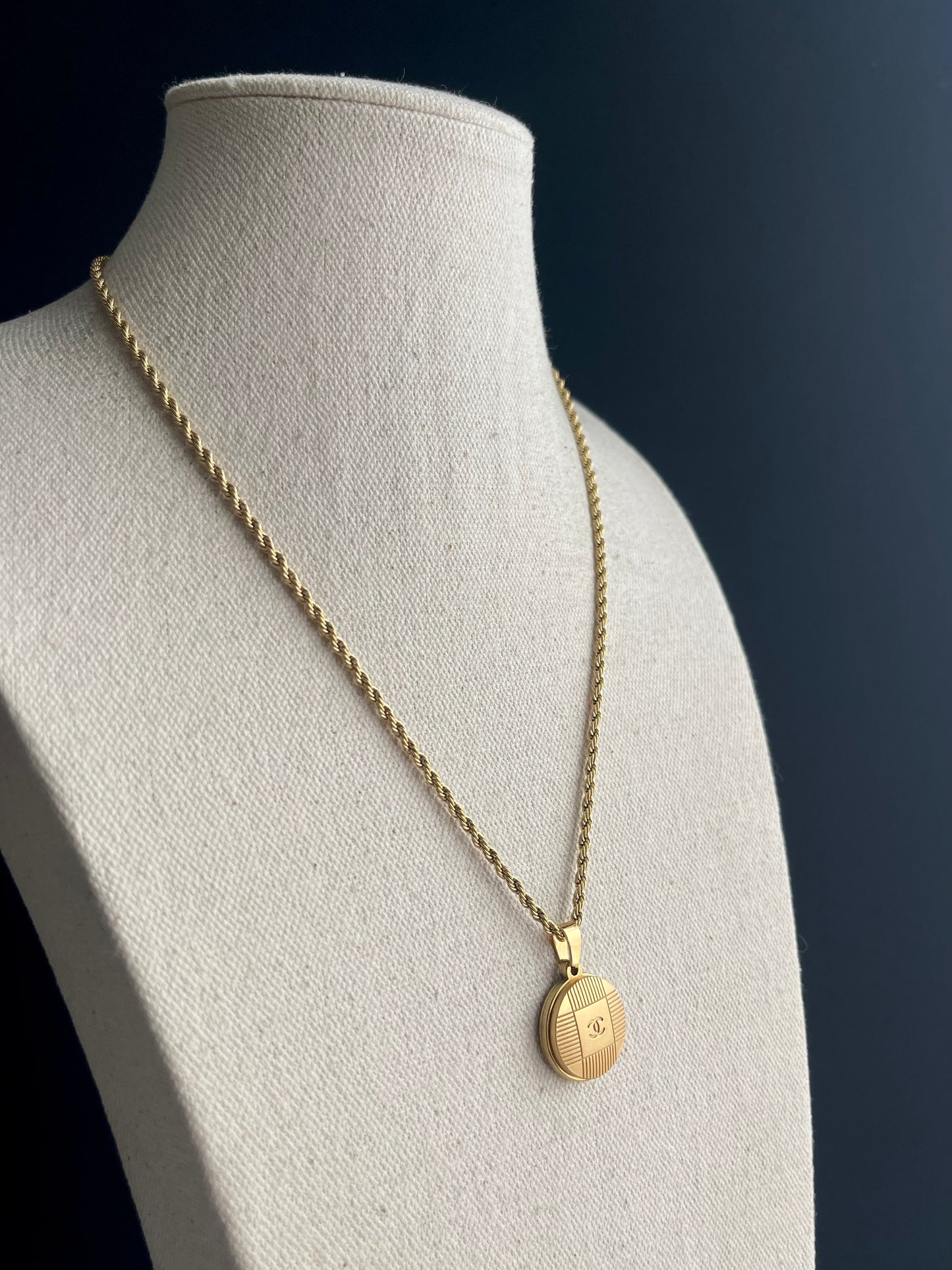 Vintage Authentic reworked Gold button Necklace