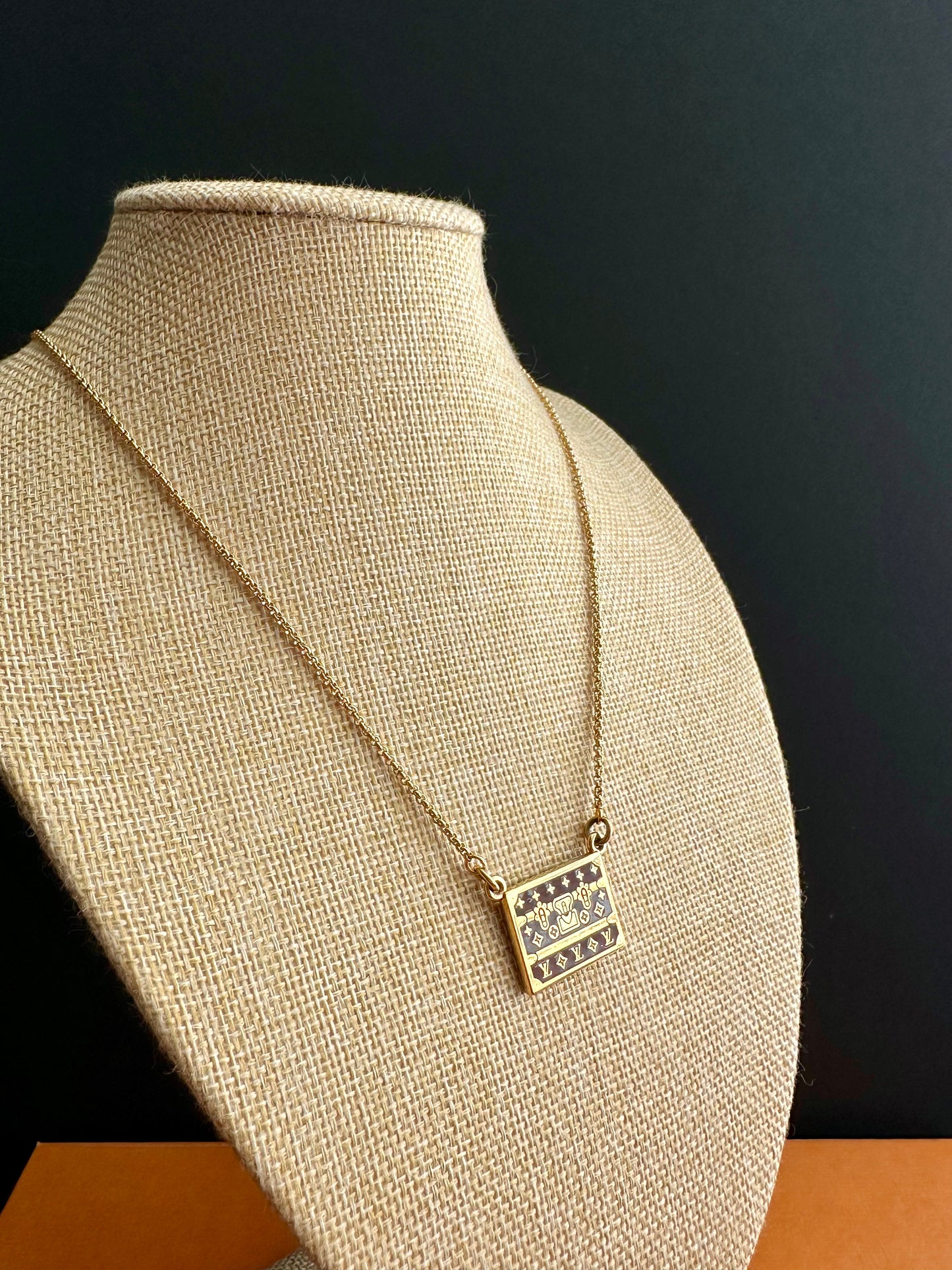 Brown Louis Vuitton TRUNK Authentic gold reworked Louis Vuitton Necklace - VERY rare!