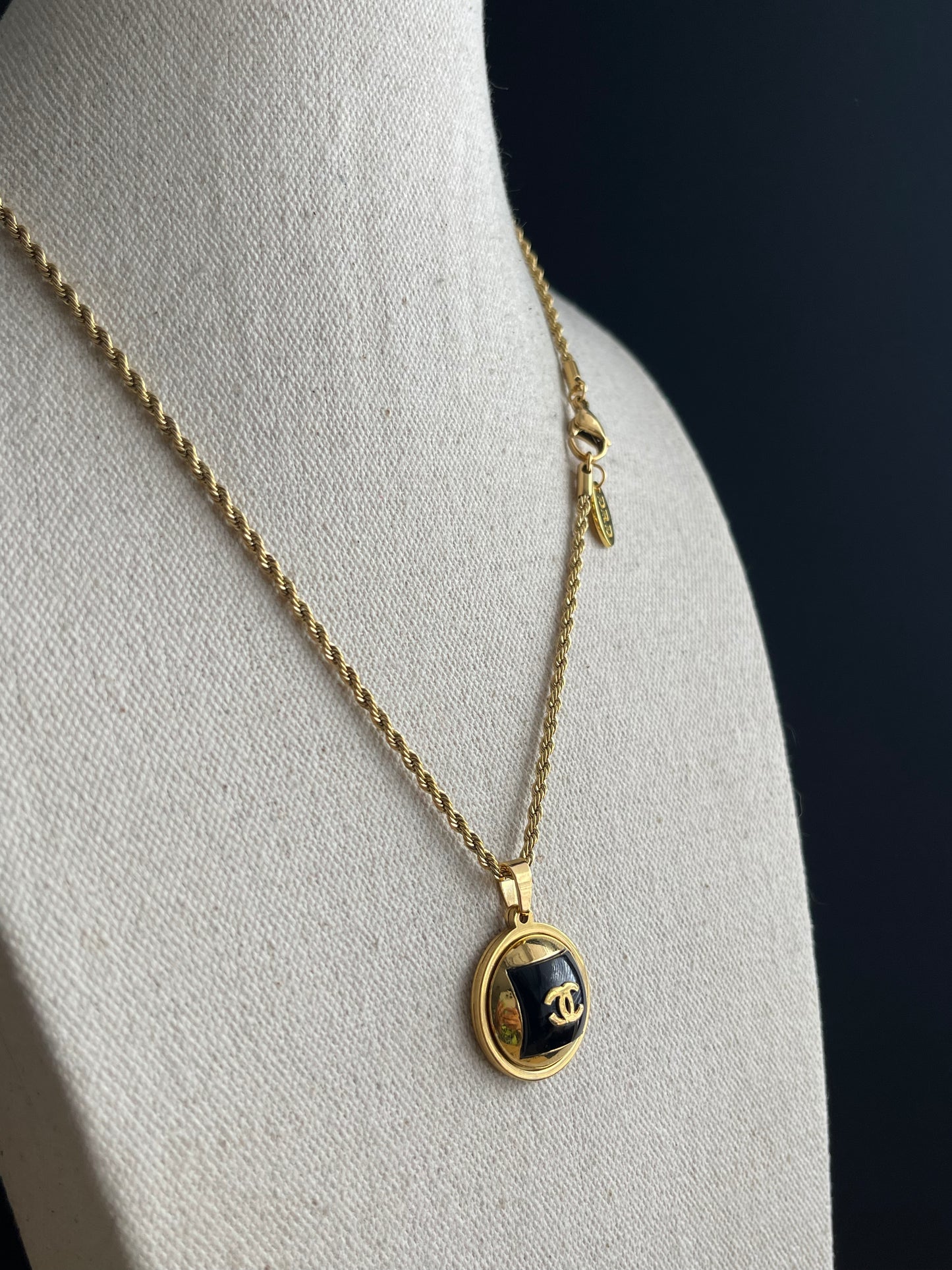 Vintage Authentic reworked Gold button Necklace