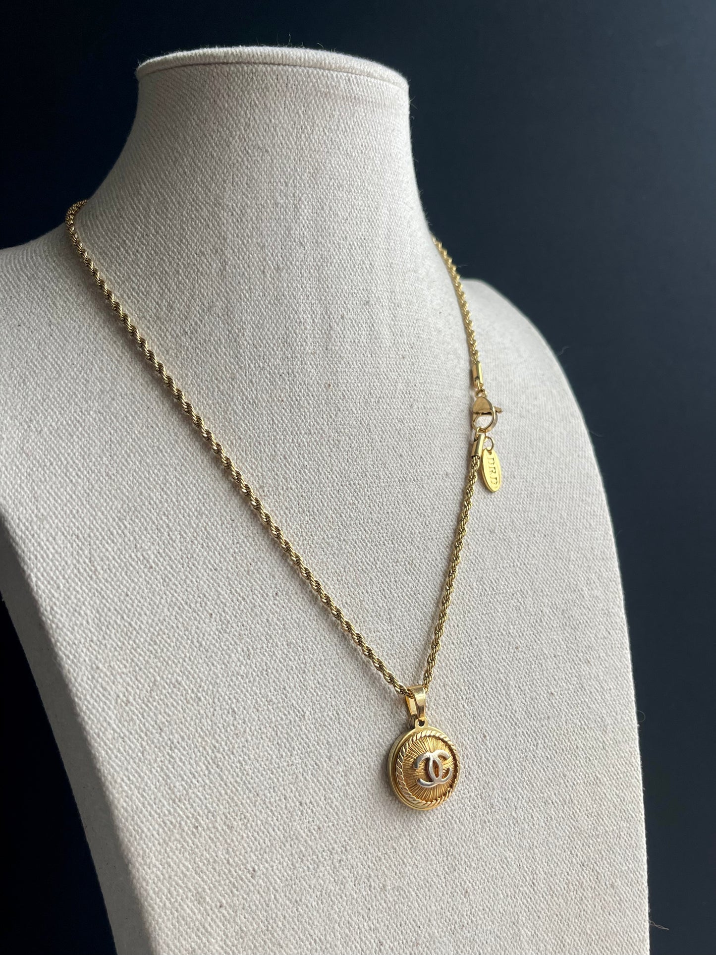 Vintage Authentic reworked Gold button Necklace