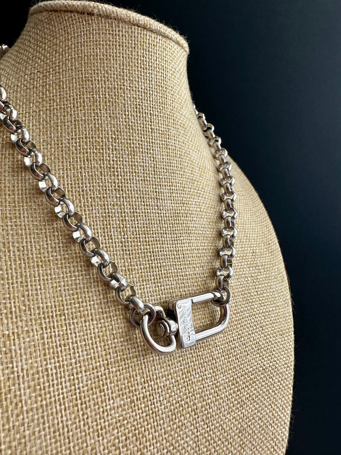 Authentic silver reworked Louis Vuitton Clasp Necklace - VERY rare!