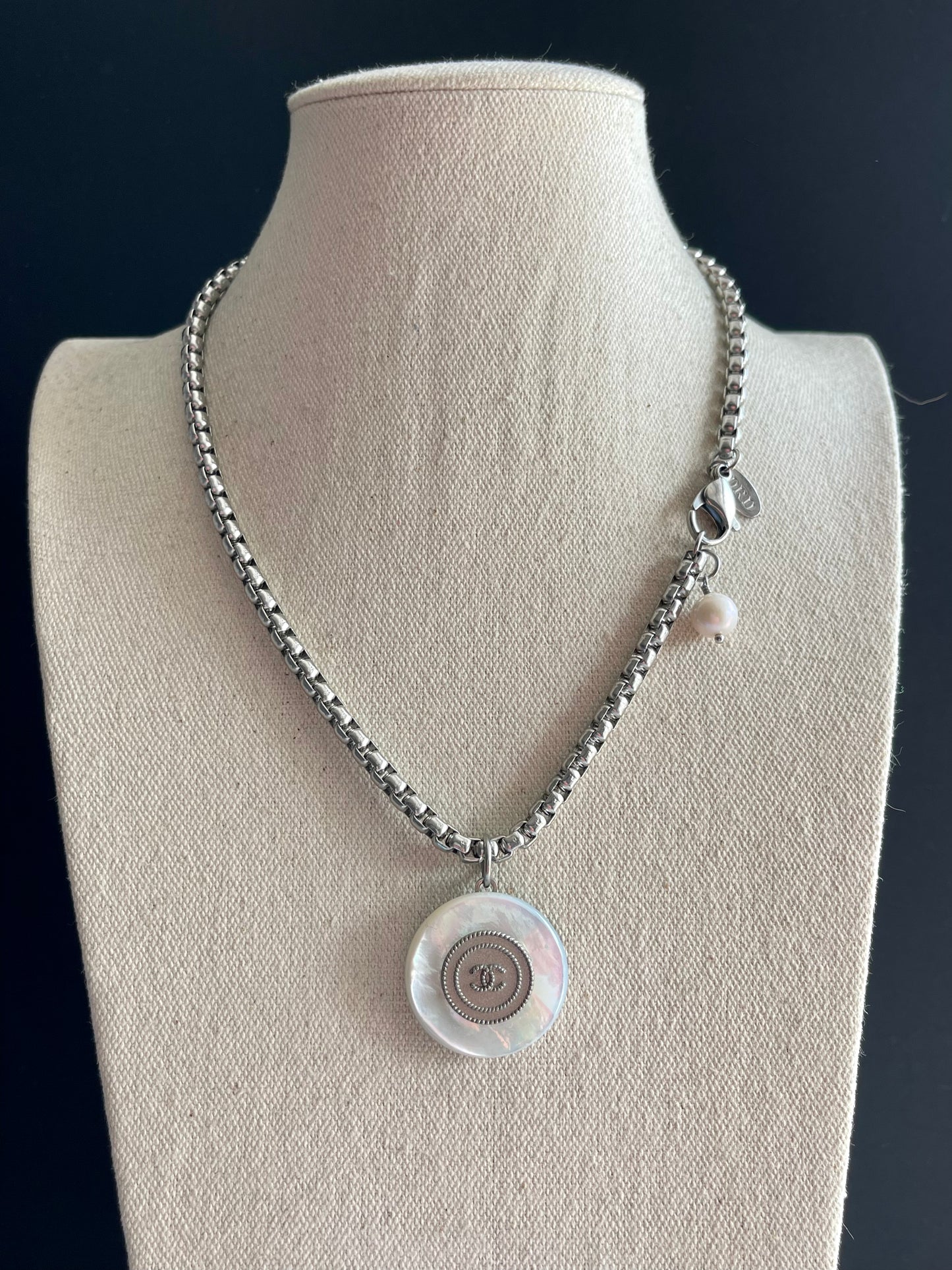 MOTHER OF PEARL One of a kind Authentic Reworked button necklace