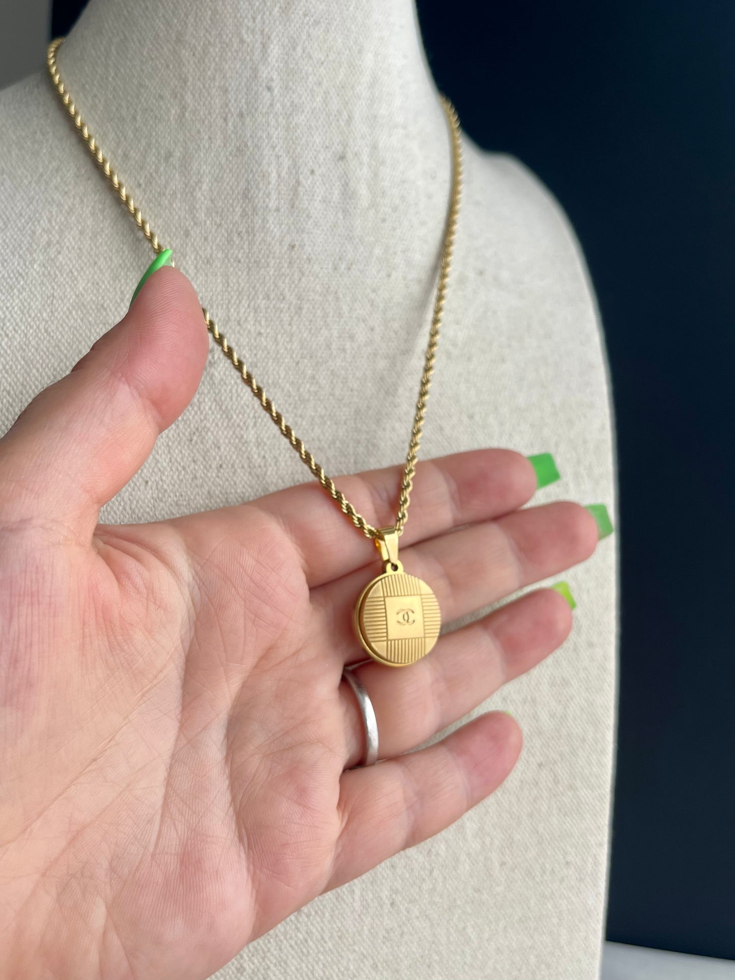 Vintage Authentic reworked Gold button Necklace