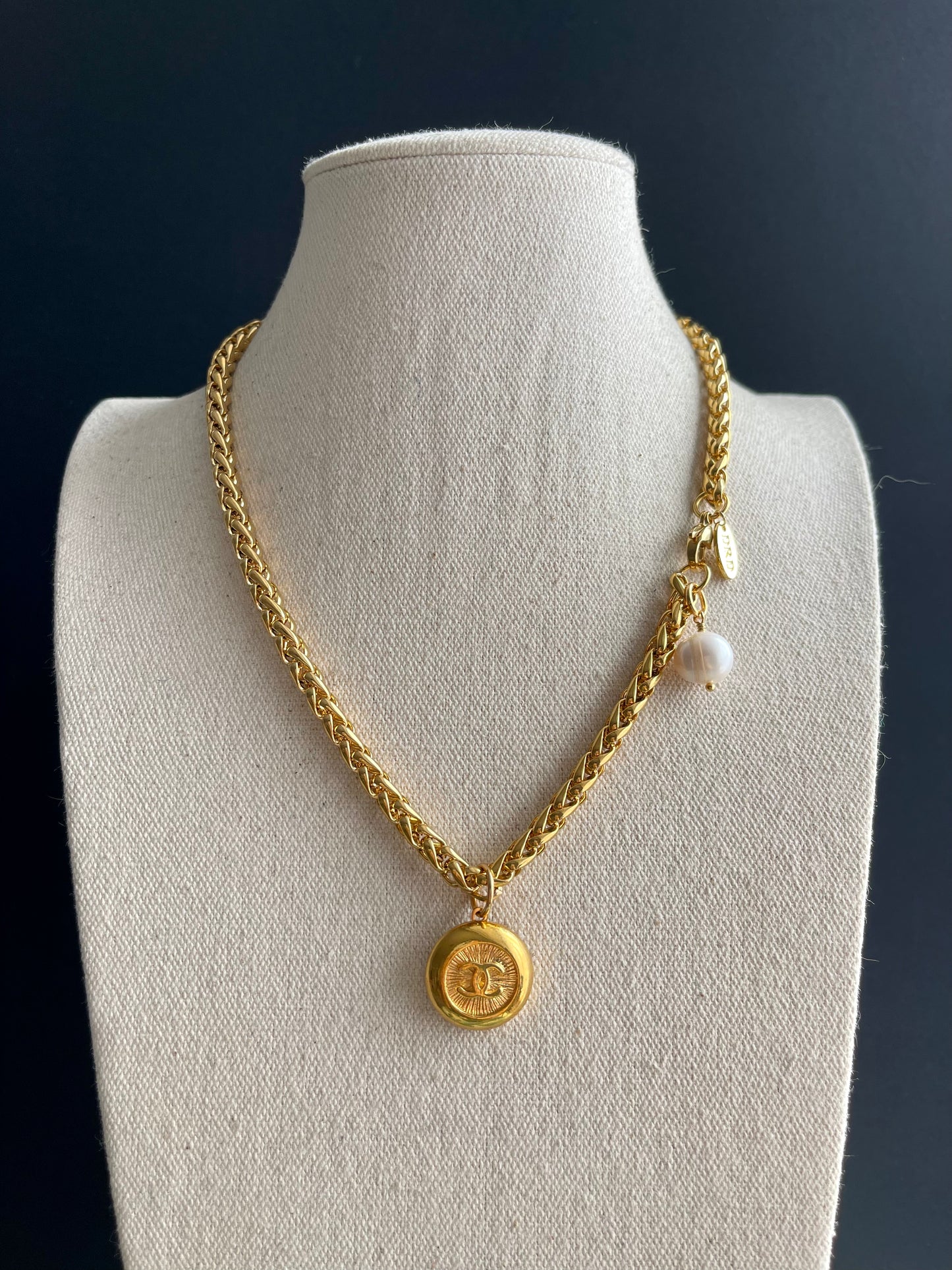 Vintage Authentic reworked Gold button Necklace